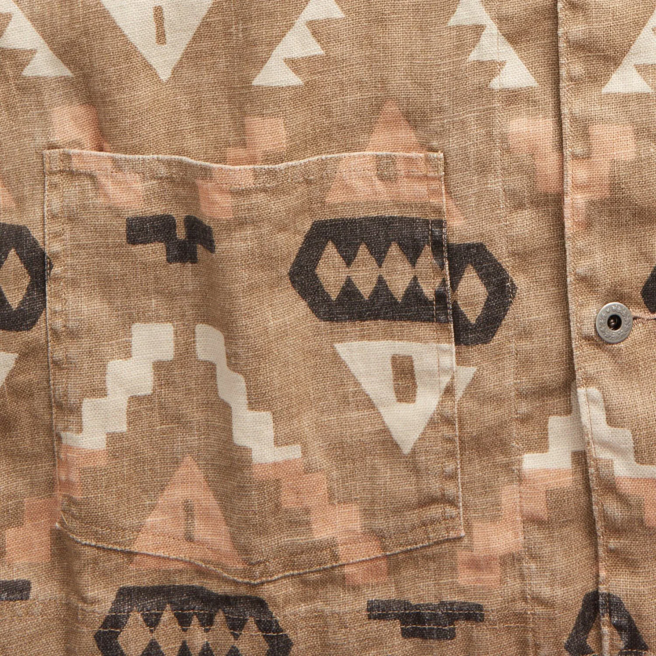 RRL by Ralph Lauren Print Linen Chore Jacket Stone / Green / Burnt Sienna - Image 5