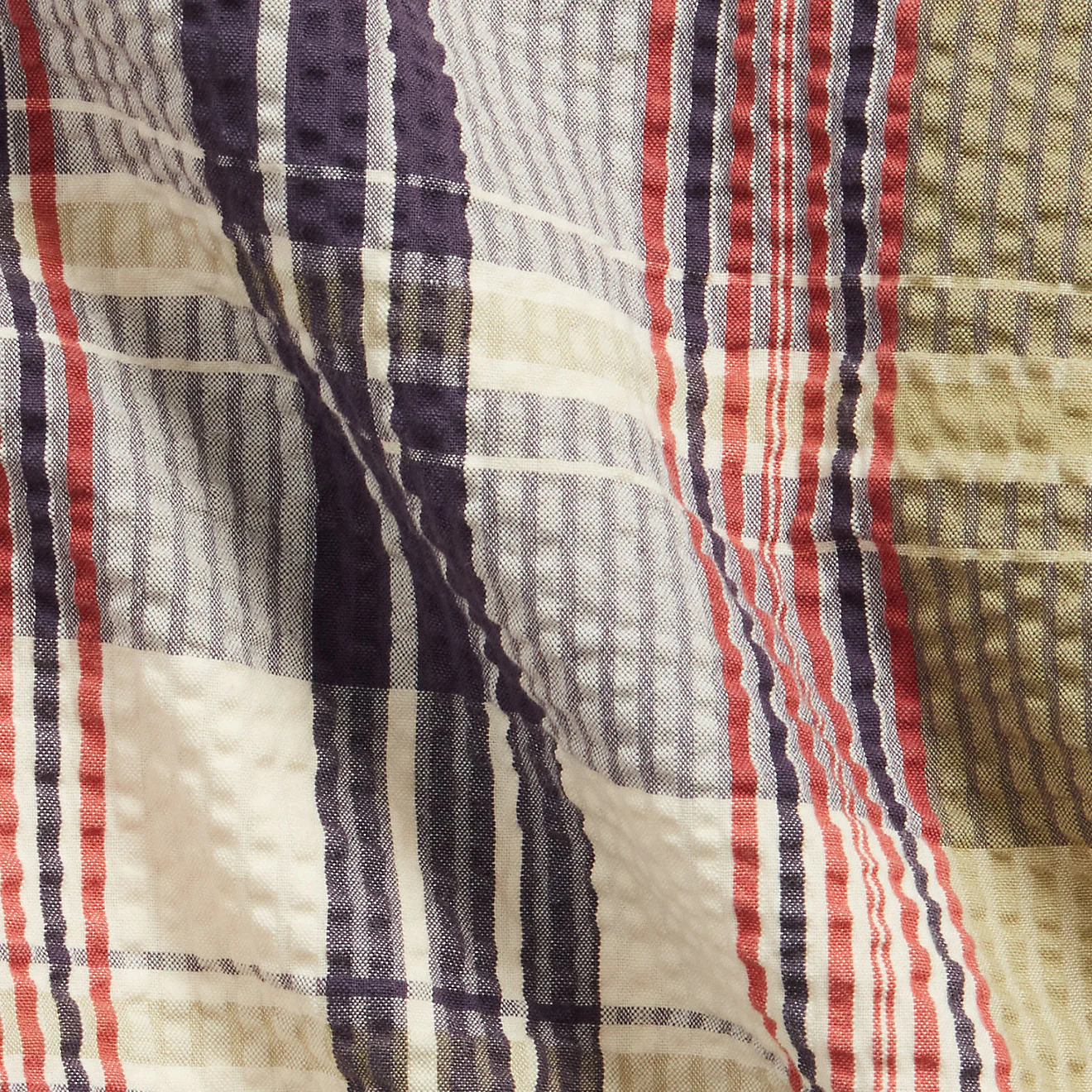 RRL by Ralph Lauren Officer Seersucker Madras Short Multi Blue - Image 3
