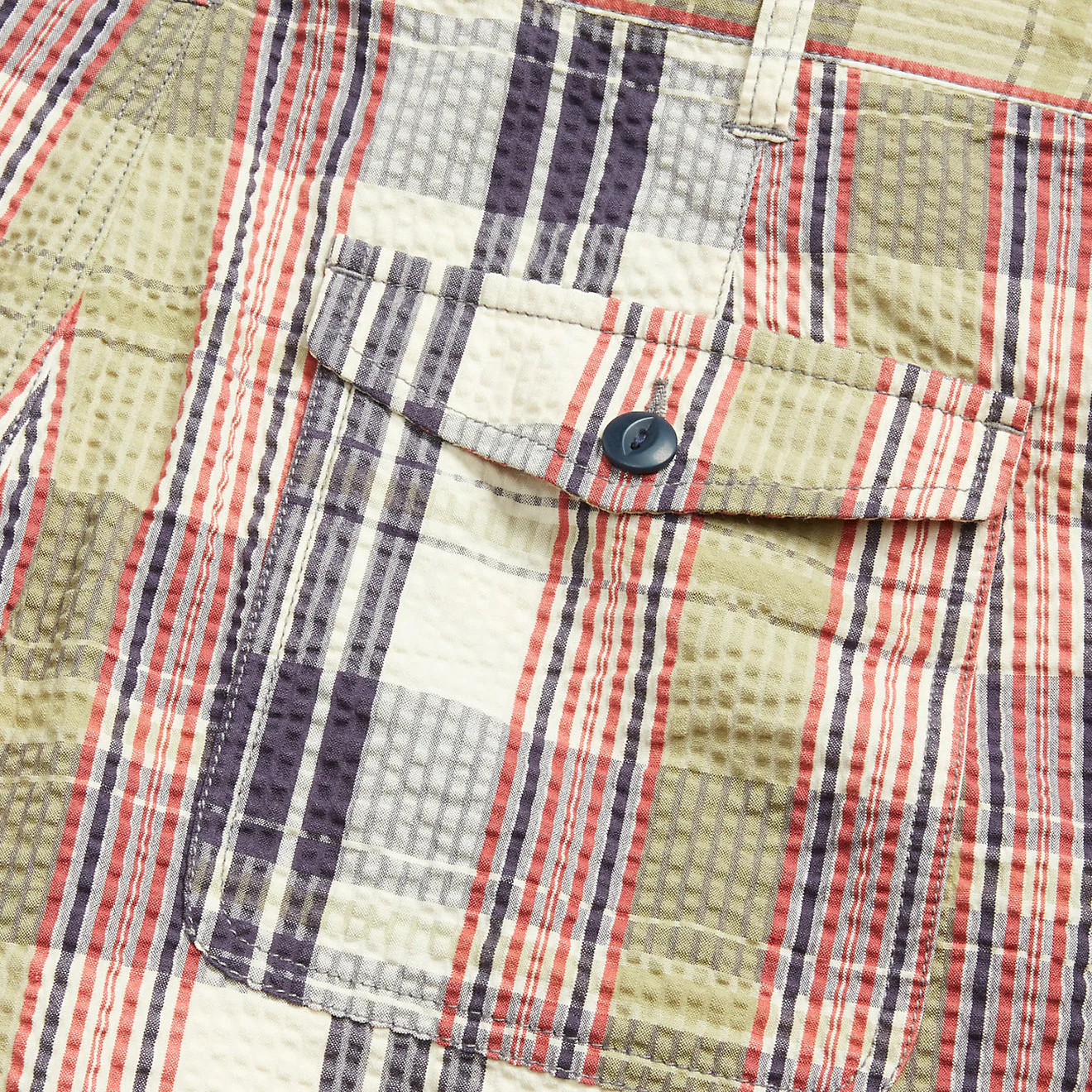 RRL by Ralph Lauren Officer Seersucker Madras Short Multi Blue - Image 4