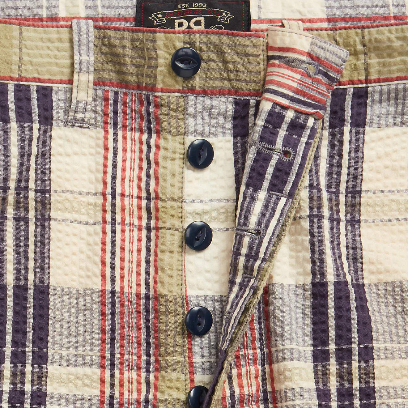 RRL by Ralph Lauren Officer Seersucker Madras Short Multi Blue - Image 5