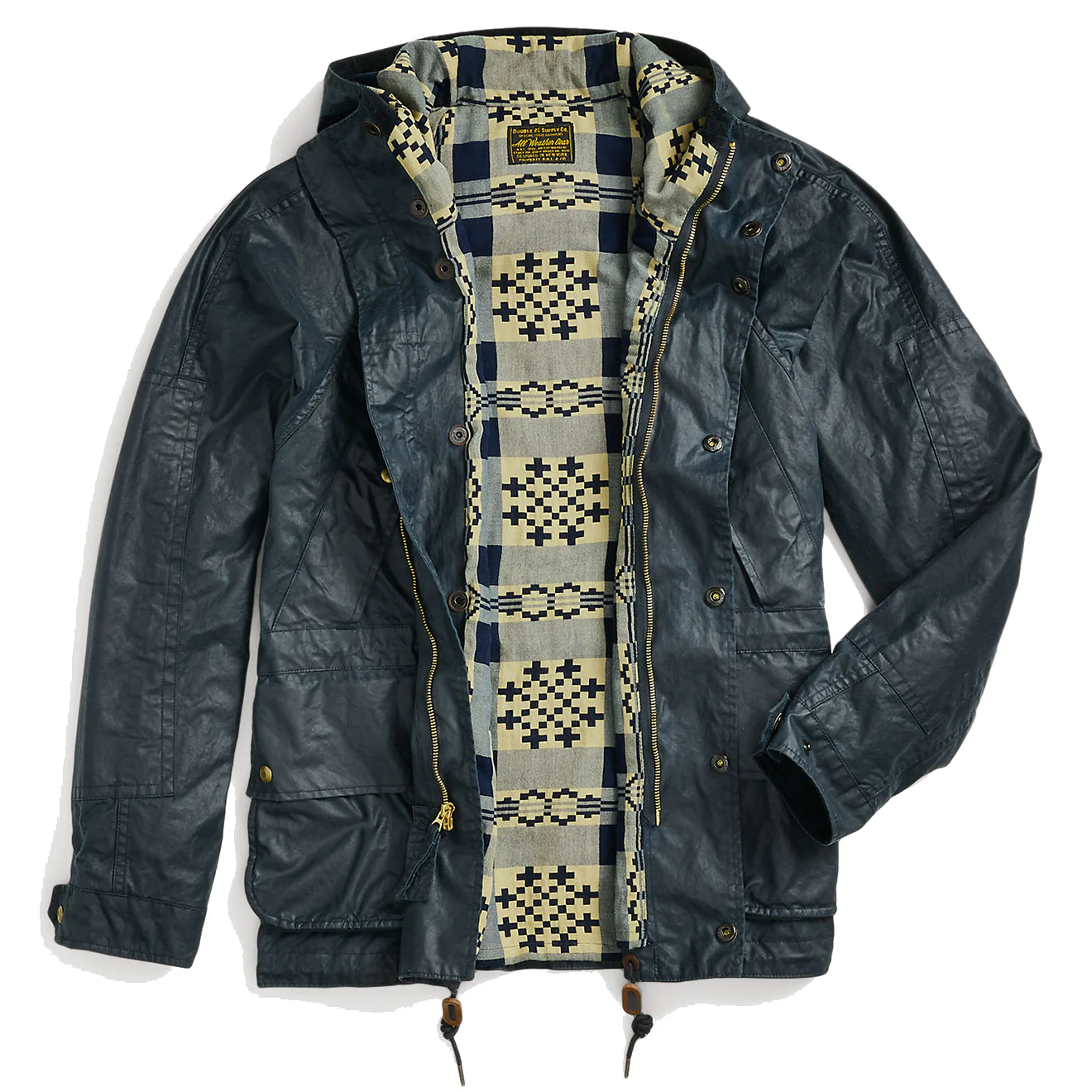 RRL by Ralph Lauren Oilcloth Hooded Jacket Vintage Navy - Image 3