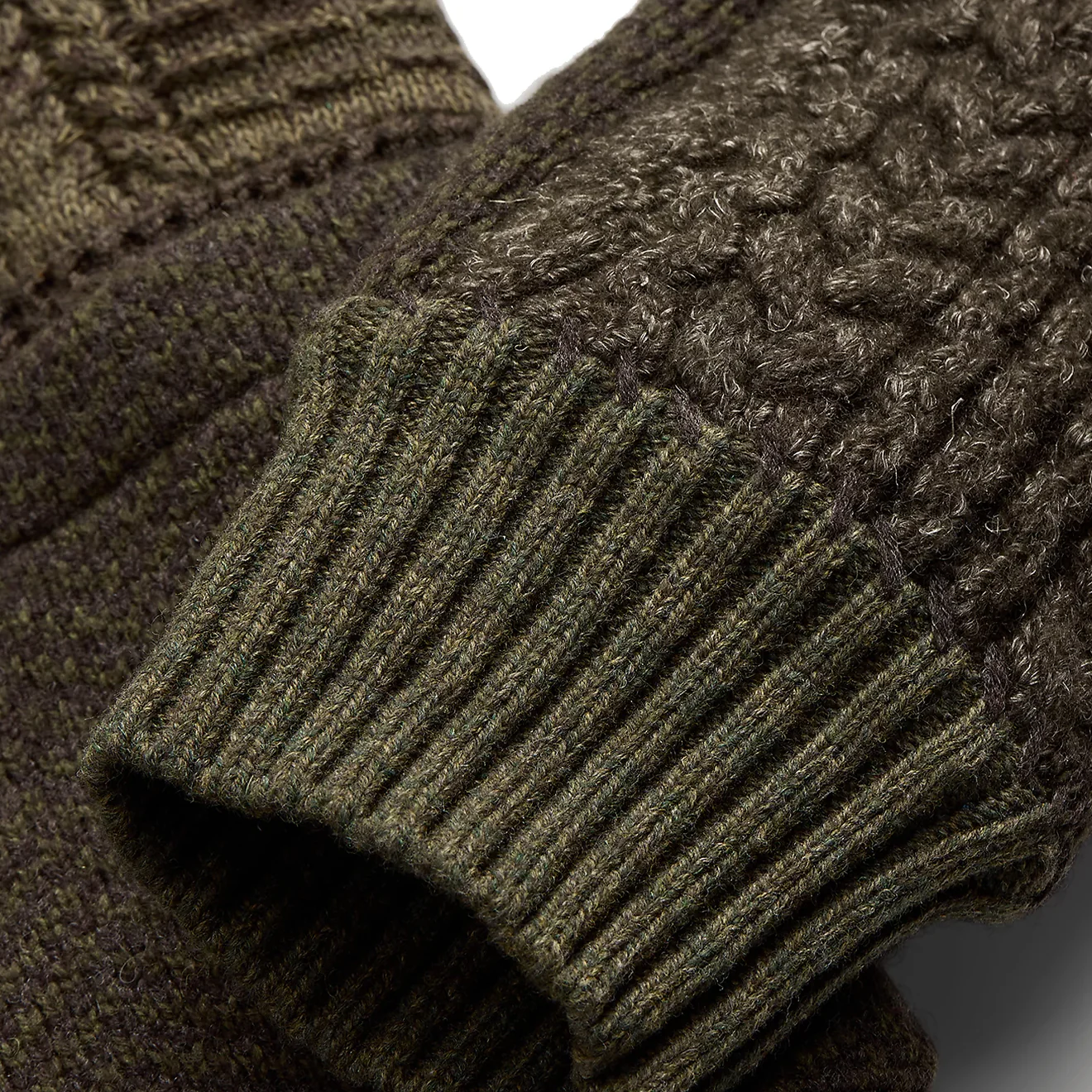 RRL by Ralph Lauren Patchwork Wool-Blend Shawl Cardigan Olive Multi - Image 4