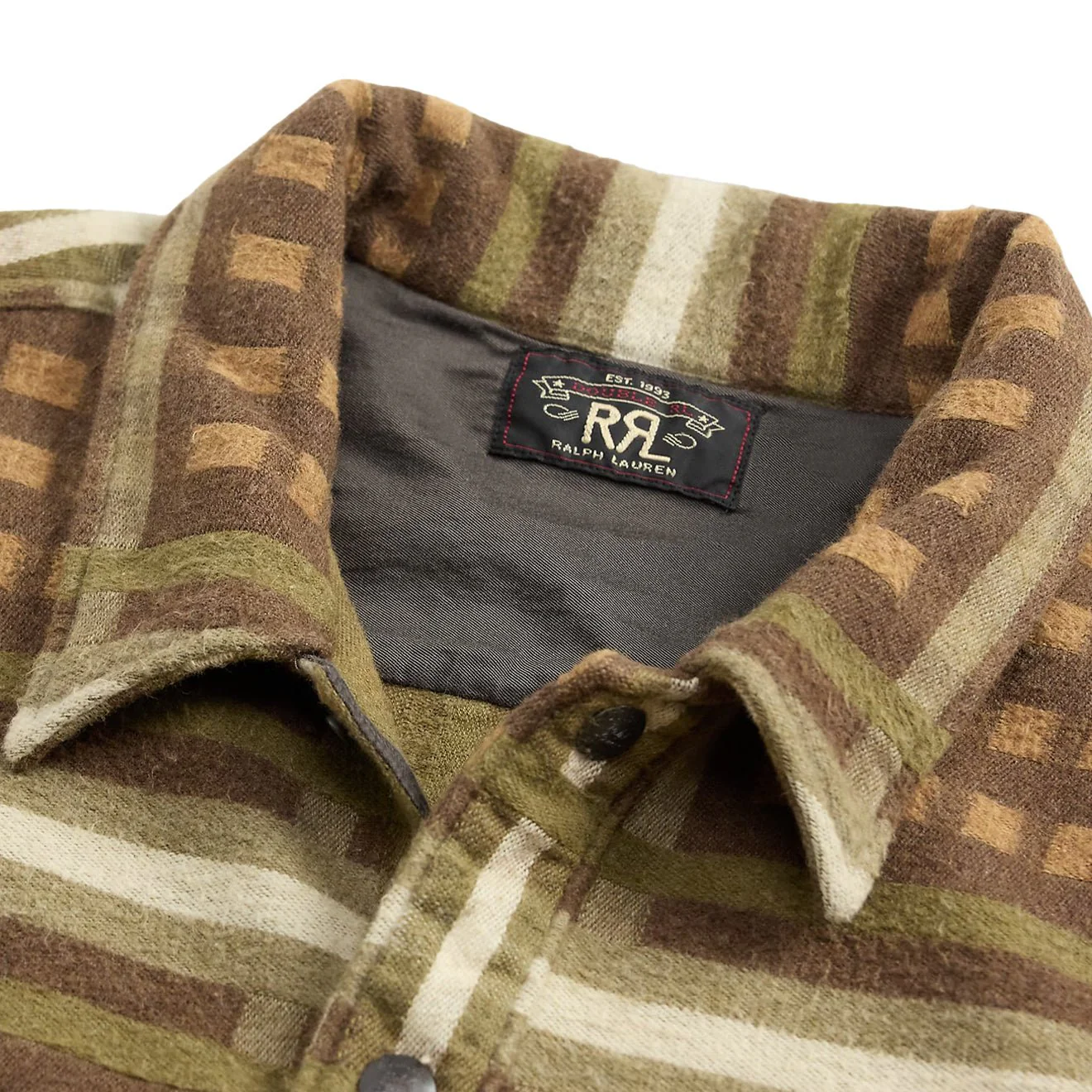 RRL By Ralph Lauren Patterned Jacquard Overshirt Brown Multi - Image 3