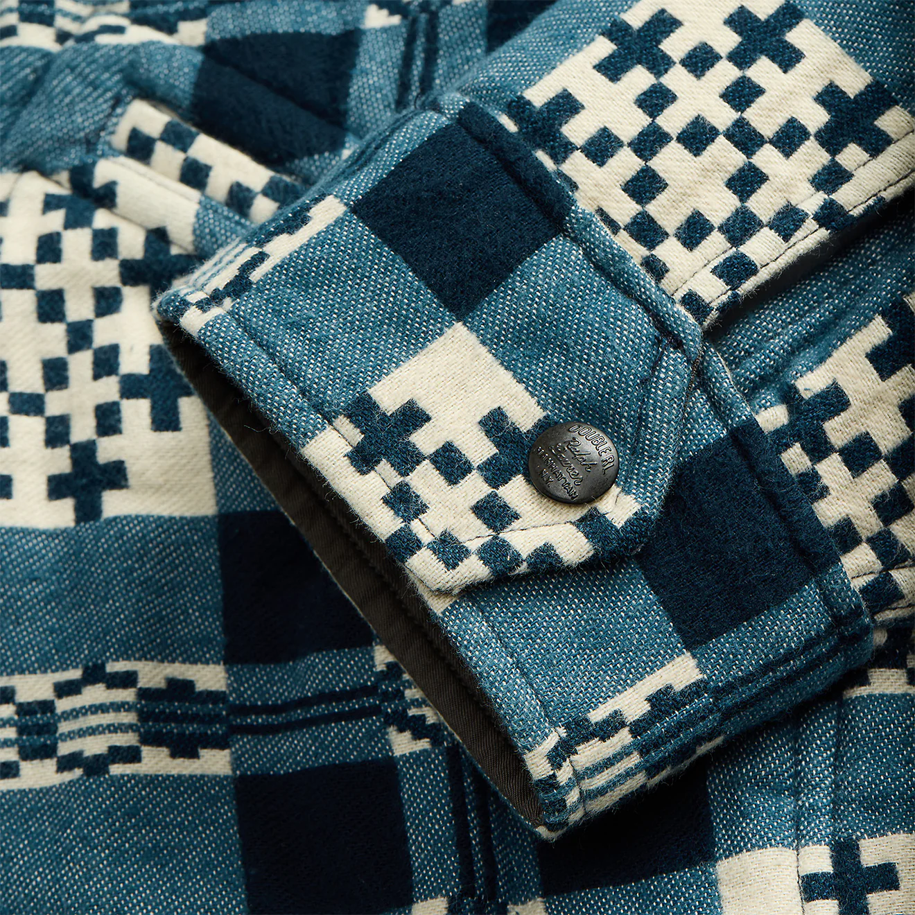 RRL by Ralph Lauren Patterned Jacquard Overshirt Cream/Navy - Image 3