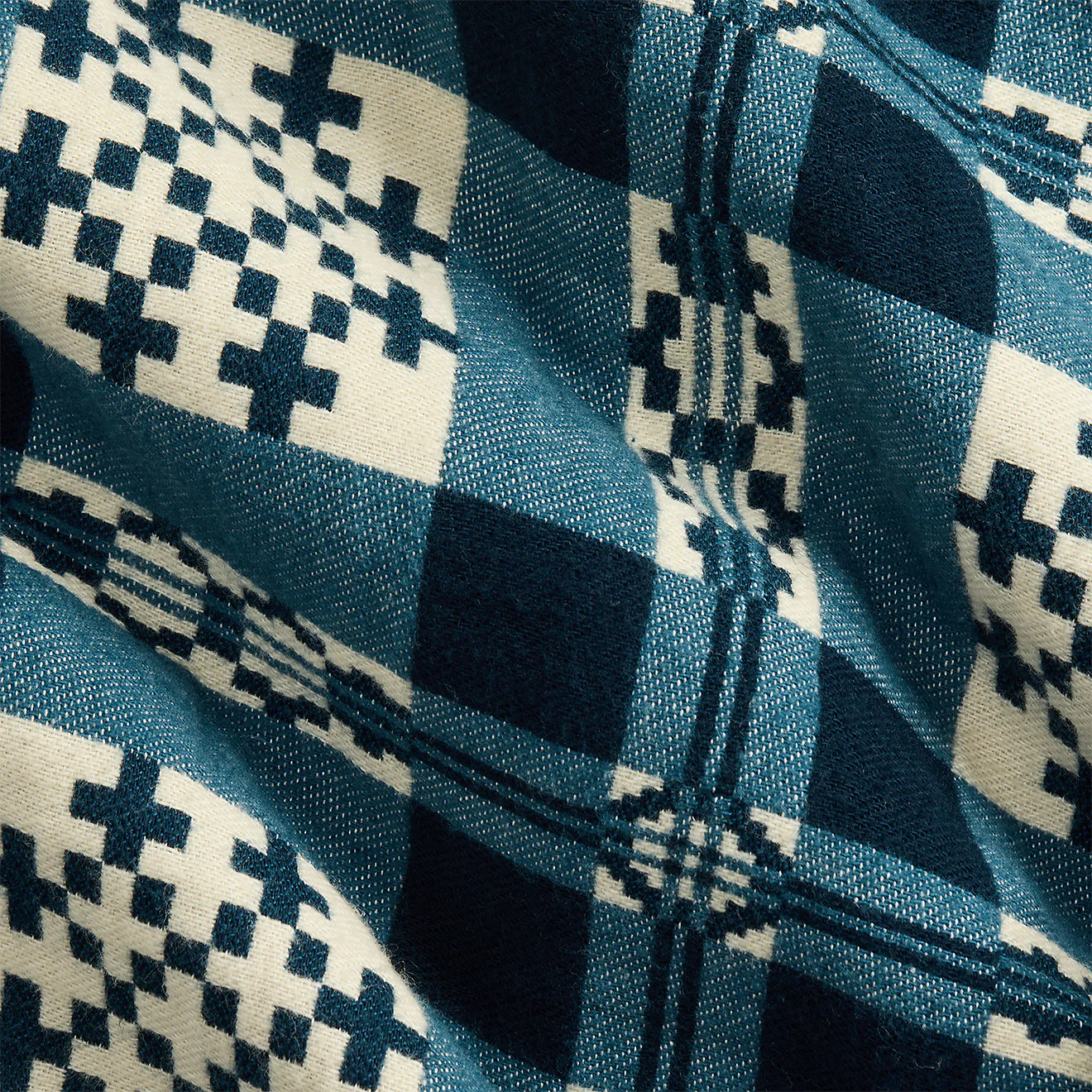 RRL by Ralph Lauren Patterned Jacquard Overshirt Cream/Navy - Image 5