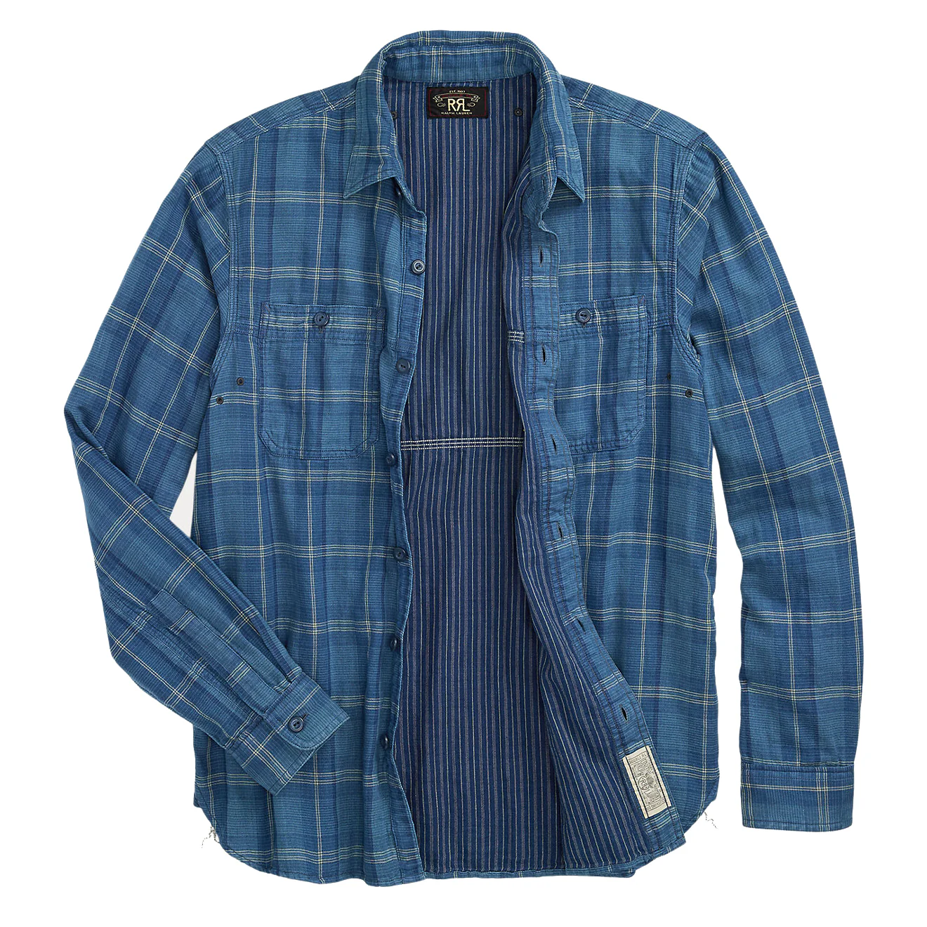 RRL by Ralph Lauren Plaid Double-Faced Workshirt Indigo Plaid - Image 3