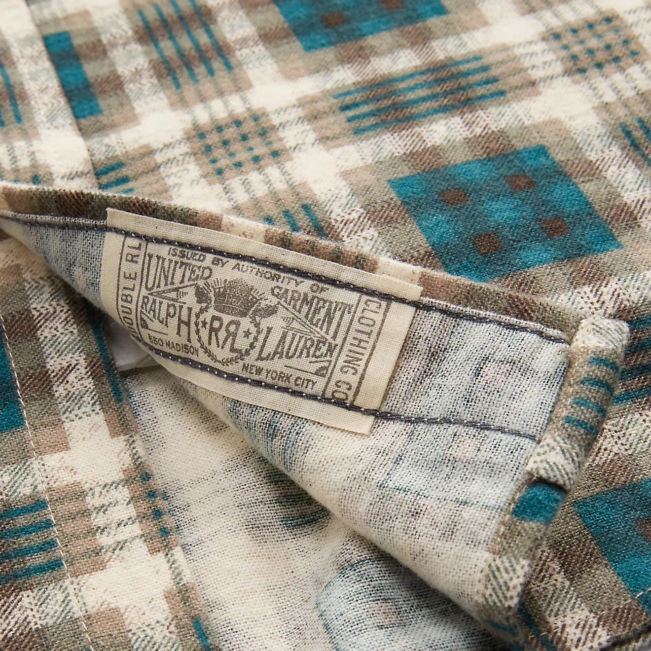 RRL by Ralph Lauren Plaid-Print Chamois Workshirt Green Multi - Image 4