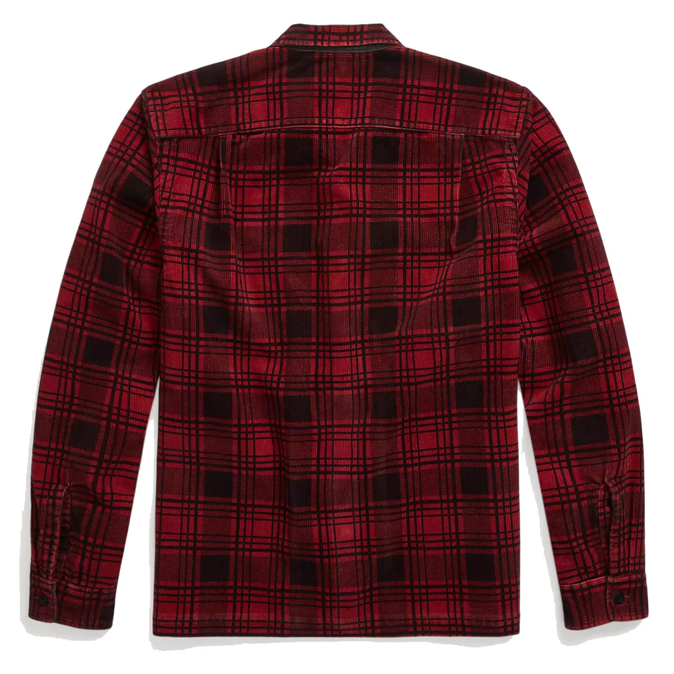 RRL by Ralph Lauren Plaid-Print Corduroy Camp Shirt Red / Black - Image 2