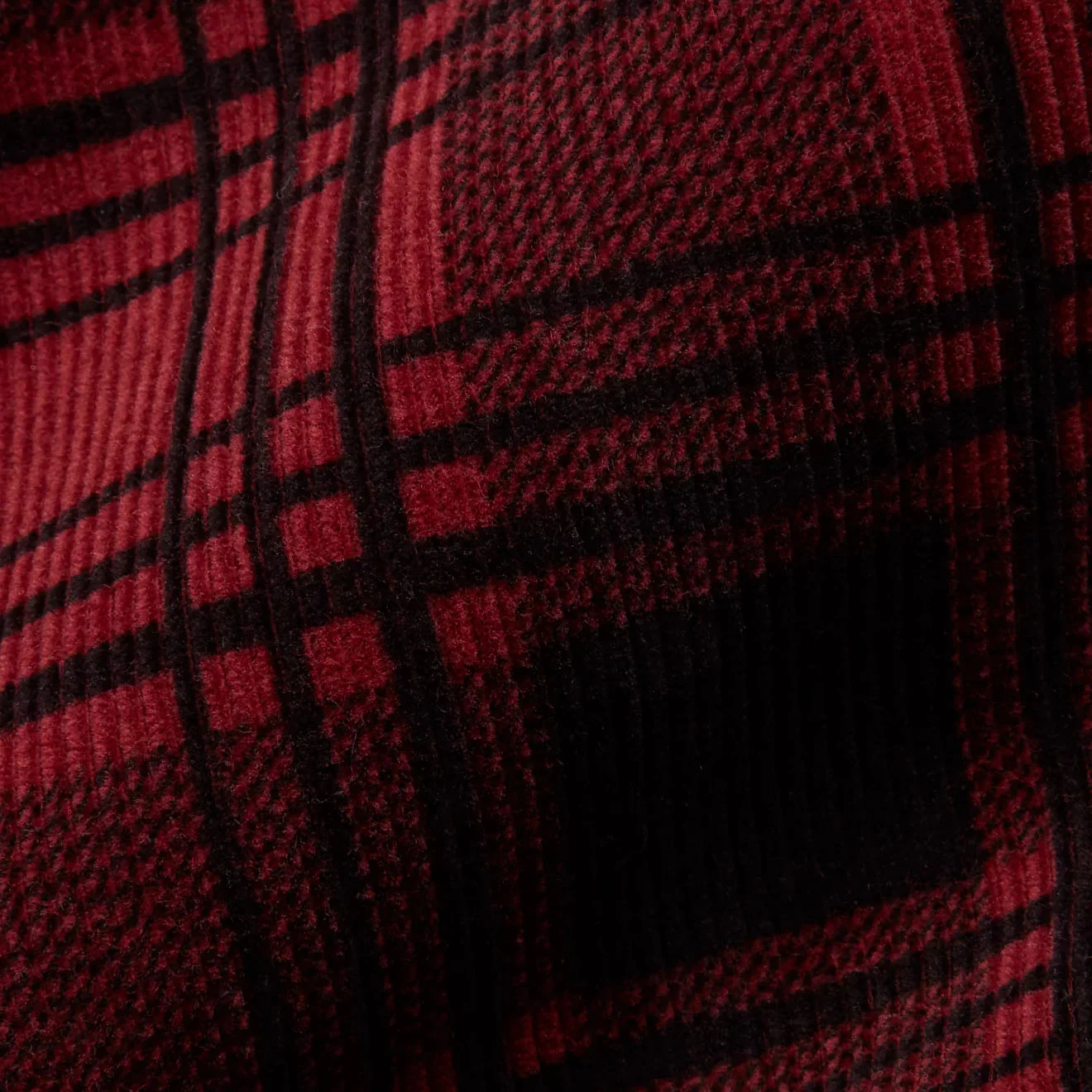 RRL by Ralph Lauren Plaid-Print Corduroy Camp Shirt Red / Black - Image 3