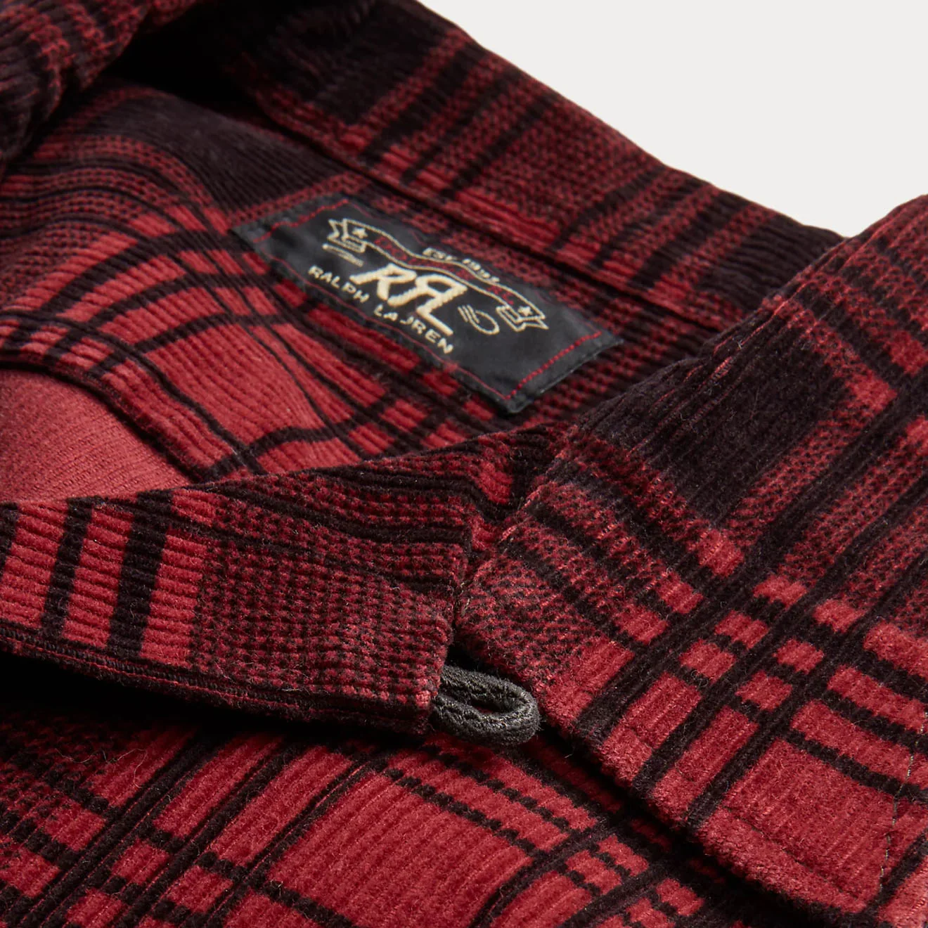 RRL by Ralph Lauren Plaid-Print Corduroy Camp Shirt Red / Black - Image 4