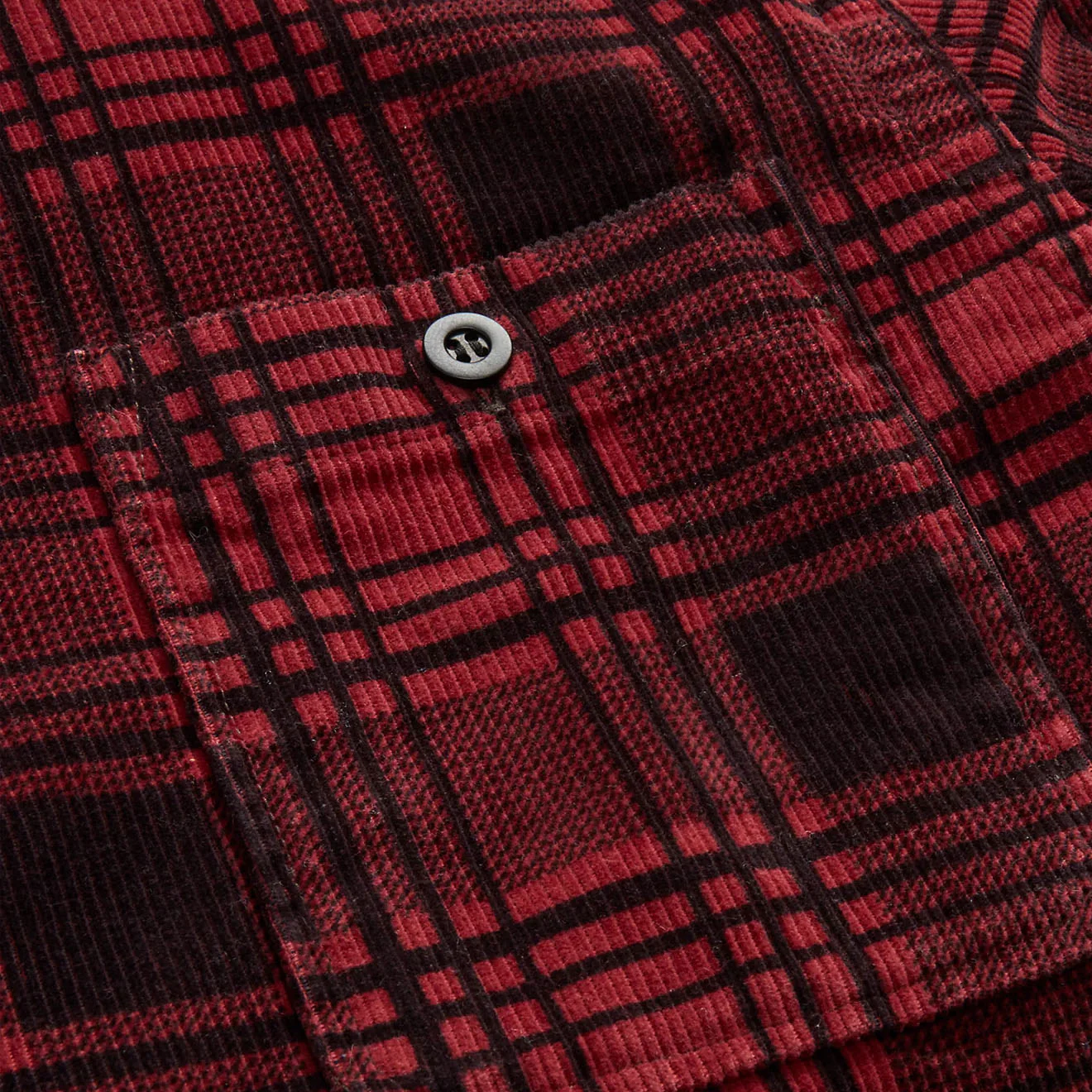 RRL by Ralph Lauren Plaid-Print Corduroy Camp Shirt Red / Black - Image 5