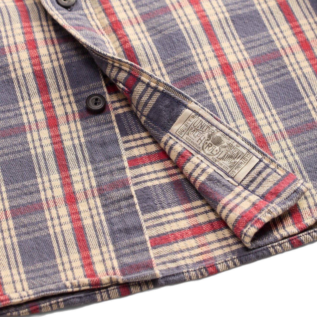 RRL By Ralph Lauren Plaid Twill Workshirt Blue / Cream / Red - Image 4