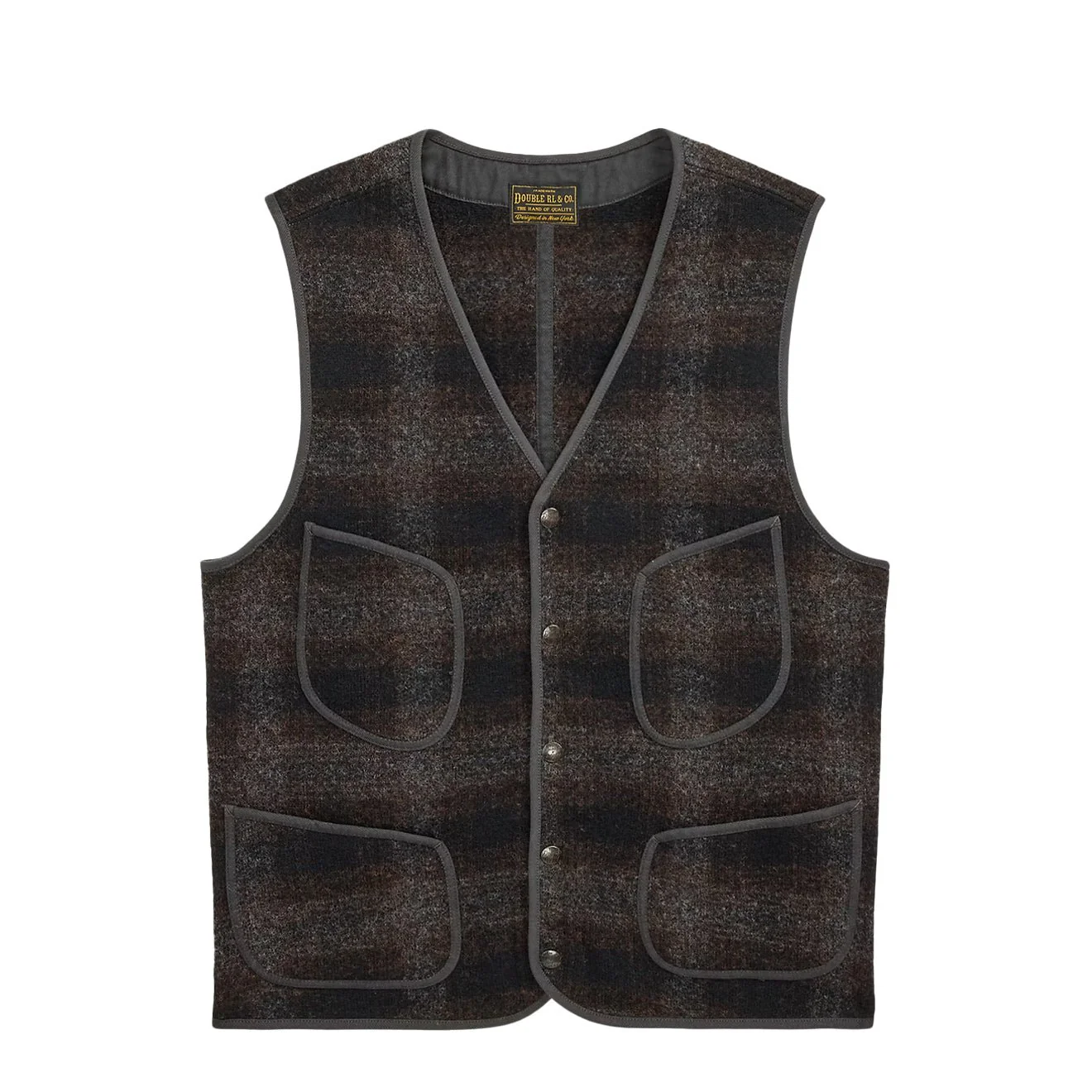 RRL By Ralph Lauren Plaid Wool-Cotton Waistcoat Brown / Multi