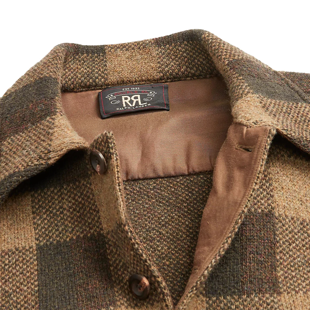 RRL by Ralph Lauren Plaid Wool Jumper Jacket Olive Multi - Image 4