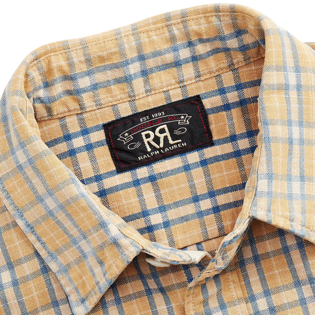 RRL by Ralph Lauren Plaid Woven Workshirt Tan / Indigo - Image 5