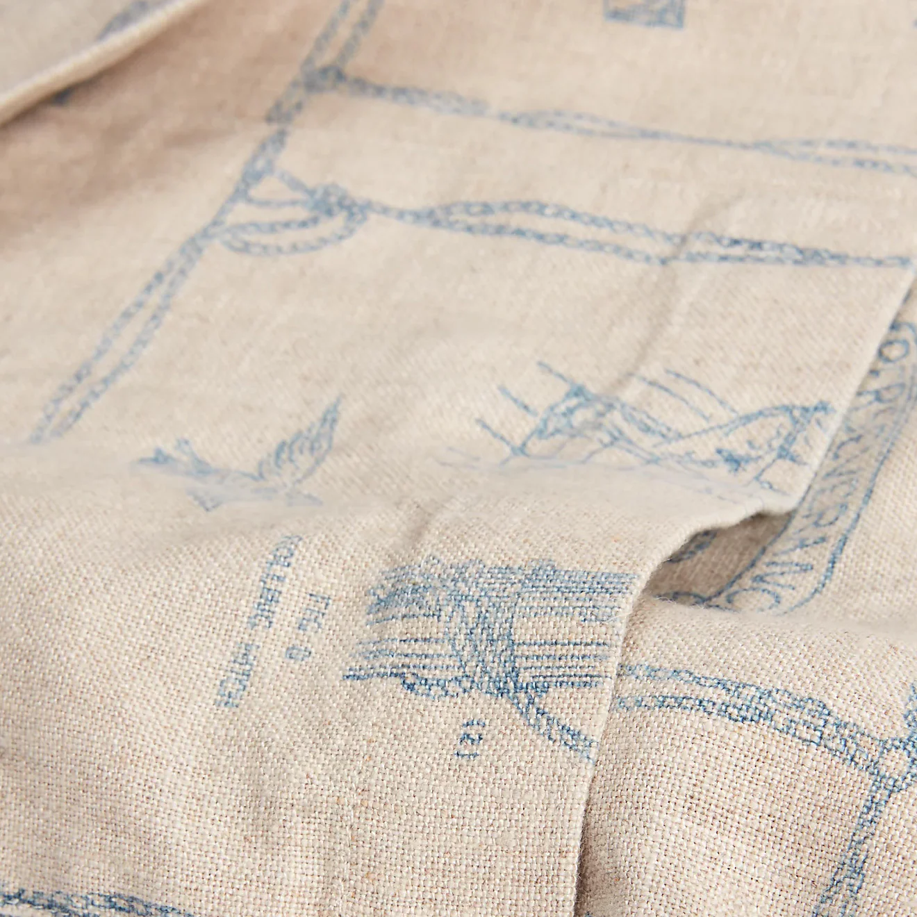 RRL by Ralph Lauren Print Indigo Linen Camp Shirt Creme Multi - Image 3