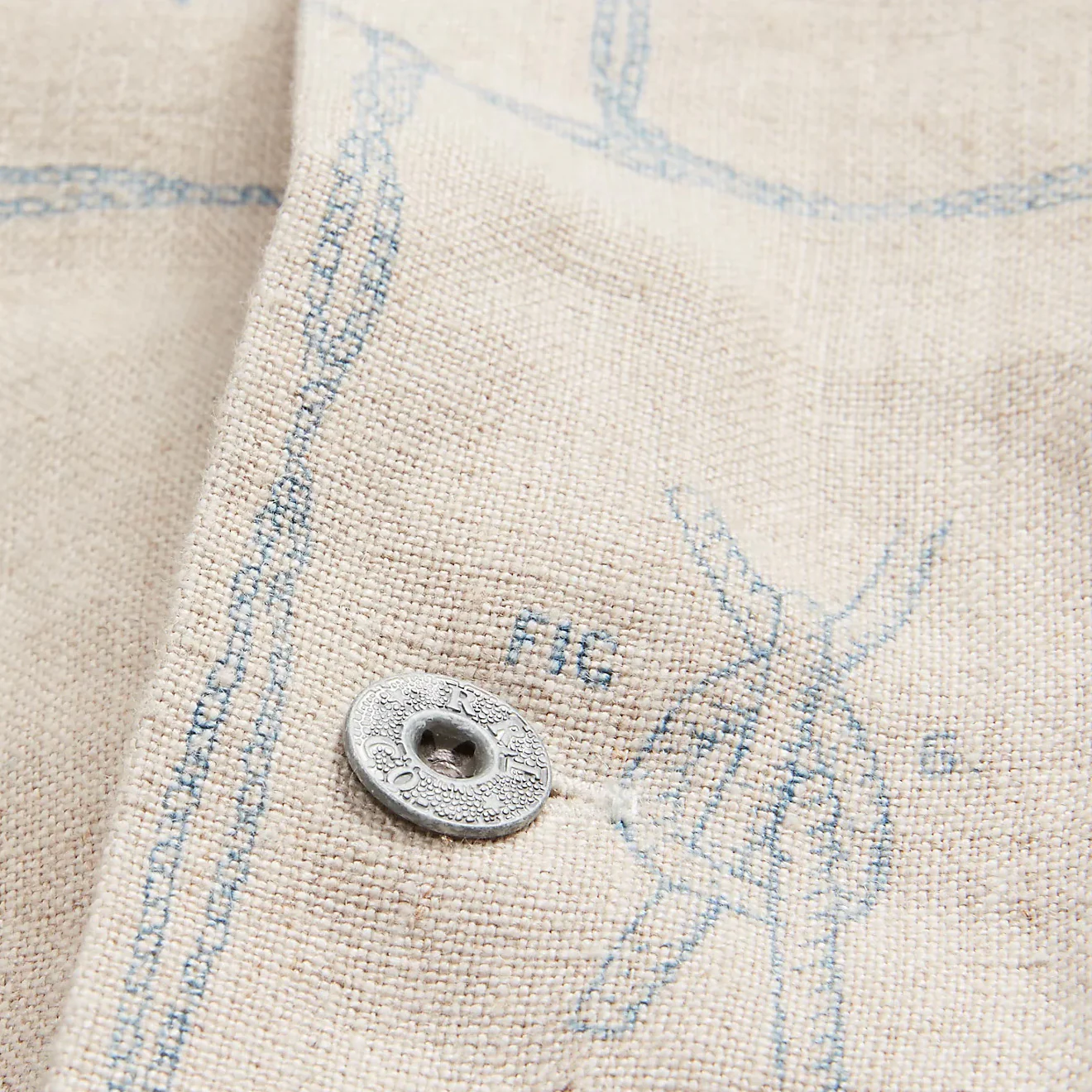 RRL by Ralph Lauren Print Indigo Linen Camp Shirt Creme Multi - Image 4