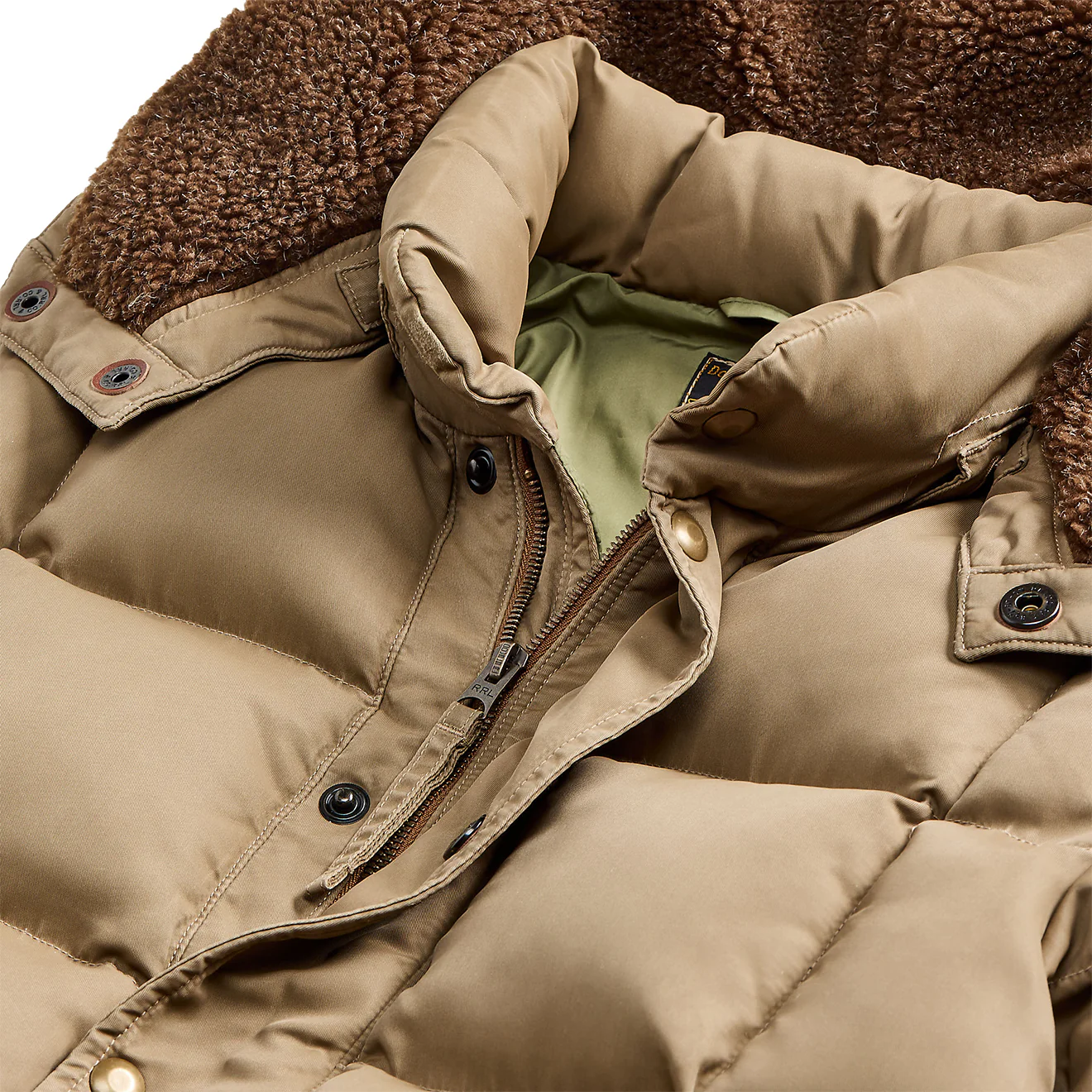RRL by Ralph Lauren Quilted Hooded Jacket Vintage Khaki - Image 3