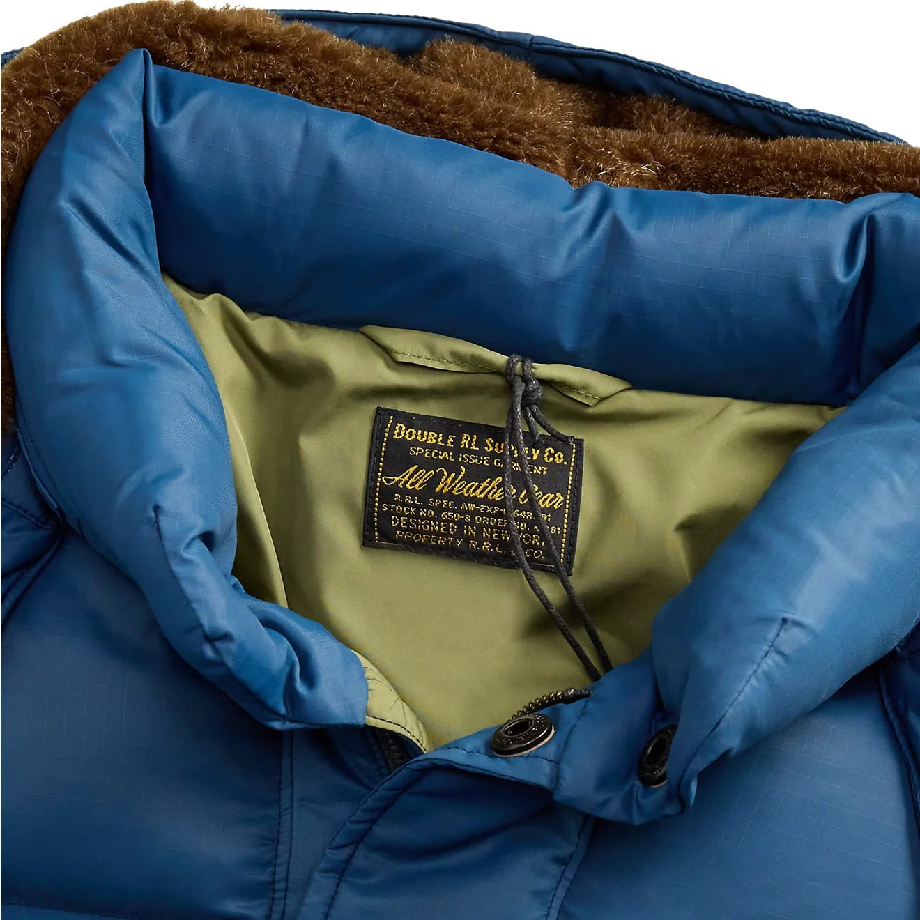 RRL By Ralph Lauren Quilted Ripstop Hooded Jacket Vintage Blue - Image 3