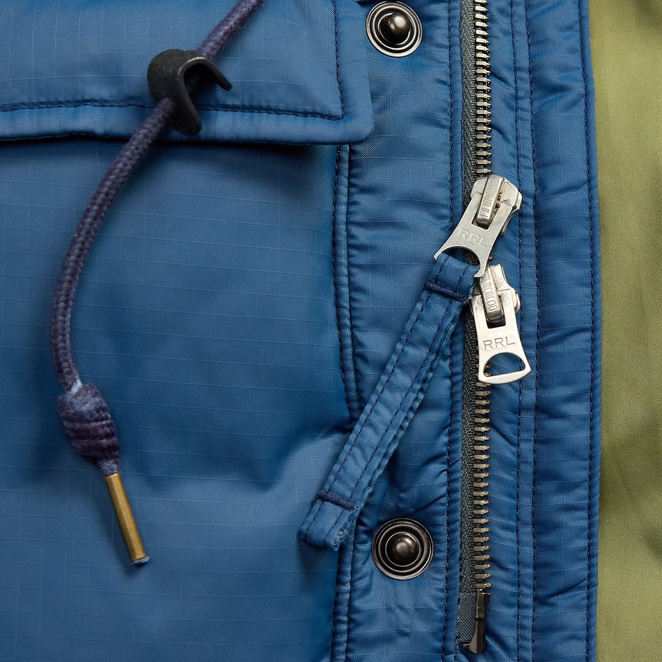 RRL By Ralph Lauren Quilted Ripstop Hooded Jacket Vintage Blue - Image 5
