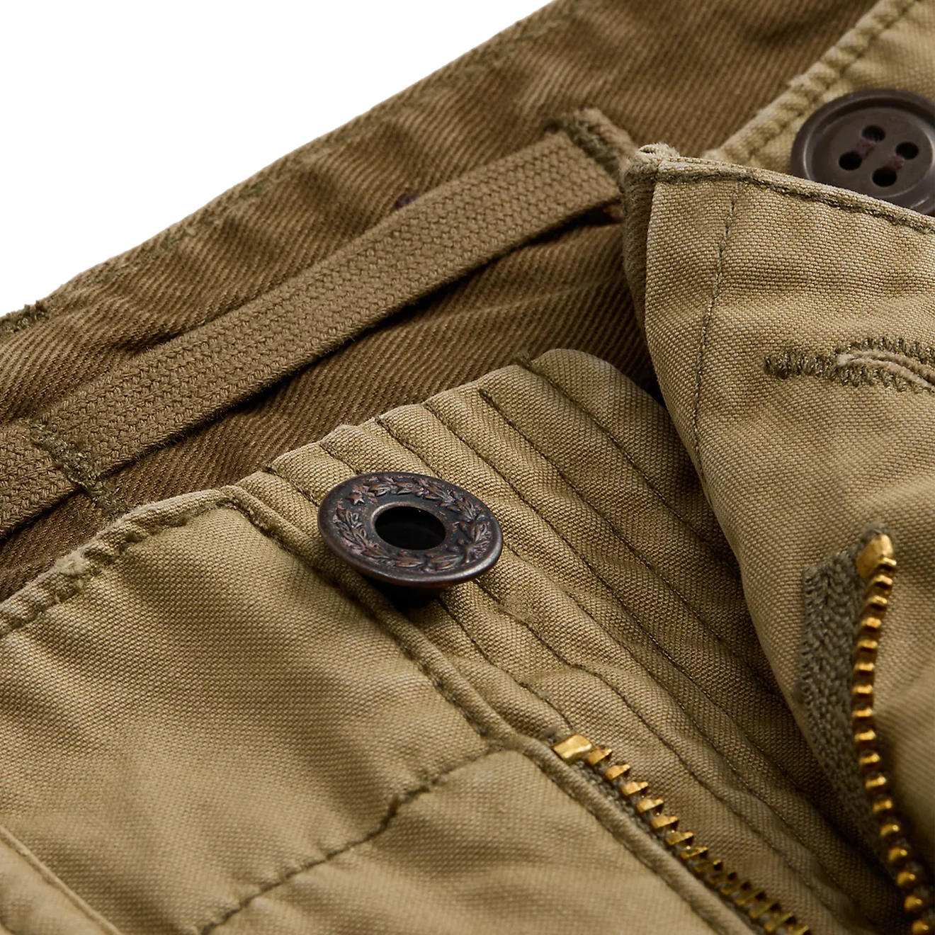RRL by Ralph Lauren Regiment Poplin Cargo Trouser Dark Khaki - Image 5