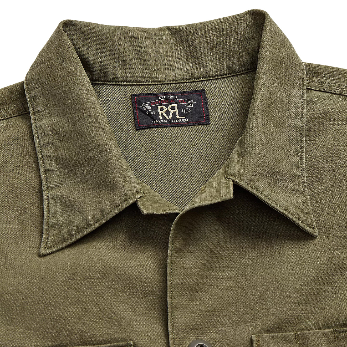 RRL by Ralph Lauren Reverse-Sateen Overshirt Olive - Image 5