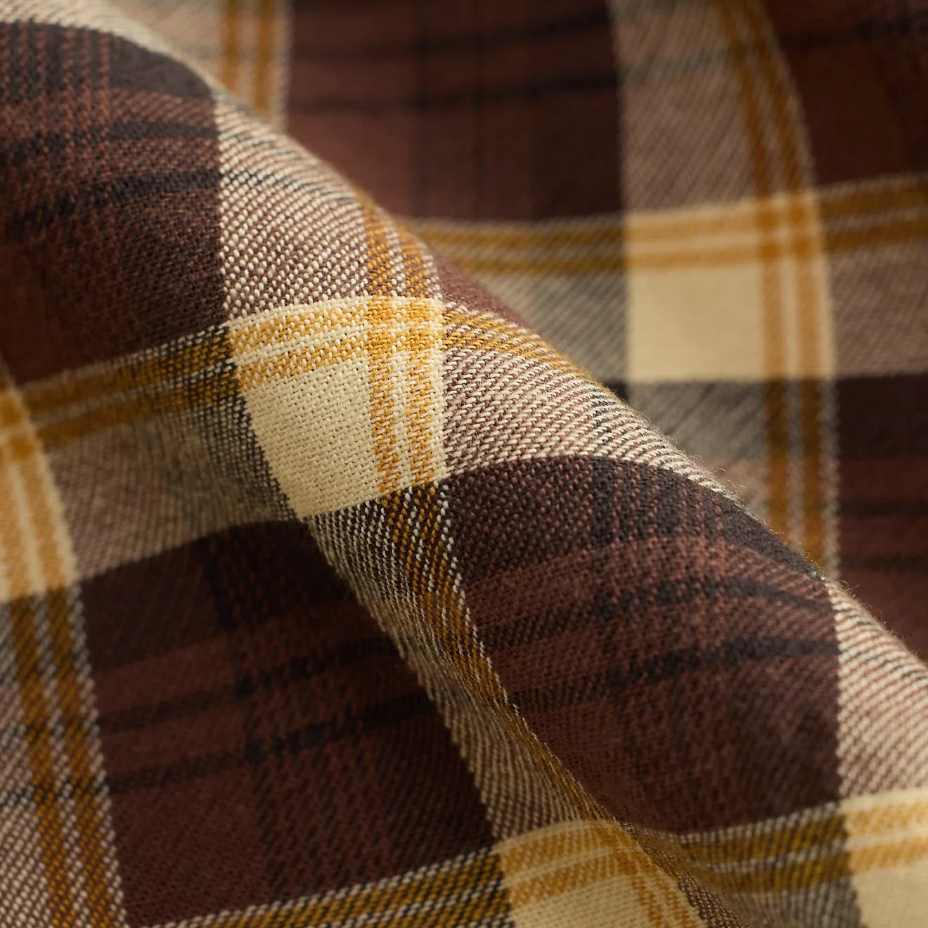 RRL By Ralph Lauren Slim Fit Plaid Twill Western Shirt Brown / Mustard / Cream - Image 6