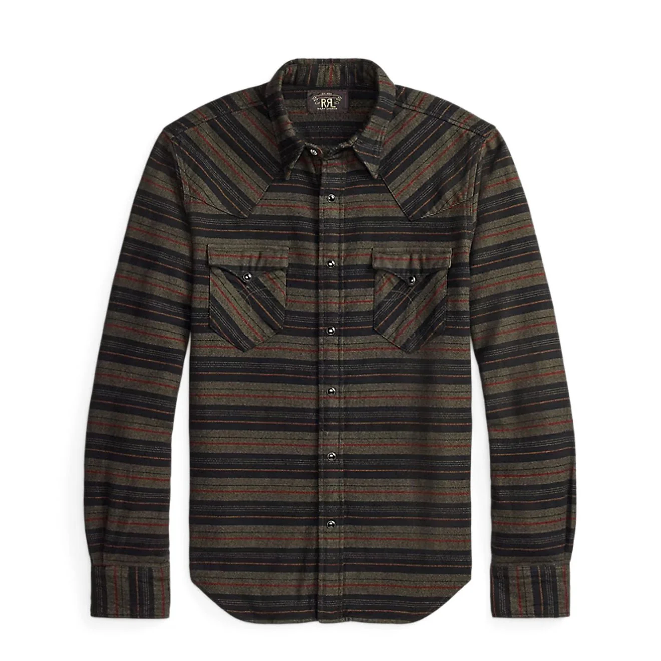 RRL By Ralph Lauren Slim Fit Plaid Twill Western Shirt Dark Navy Multi