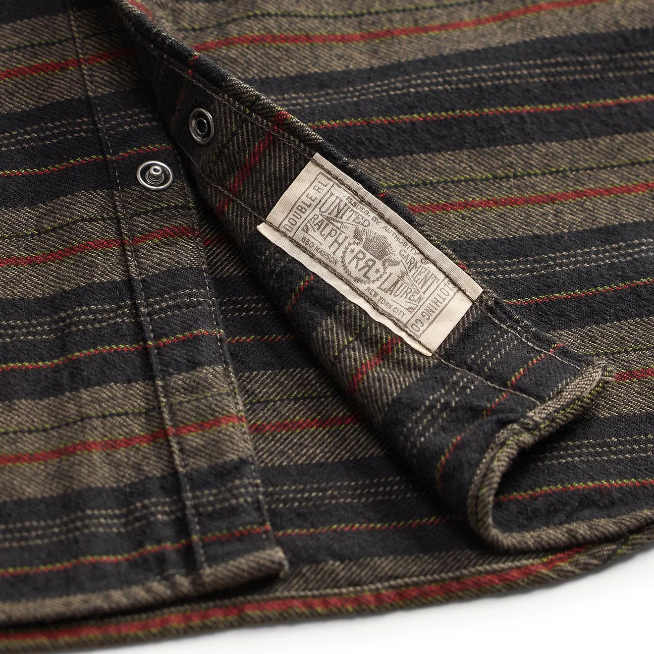 RRL By Ralph Lauren Slim Fit Plaid Twill Western Shirt Dark Navy Multi - Image 5