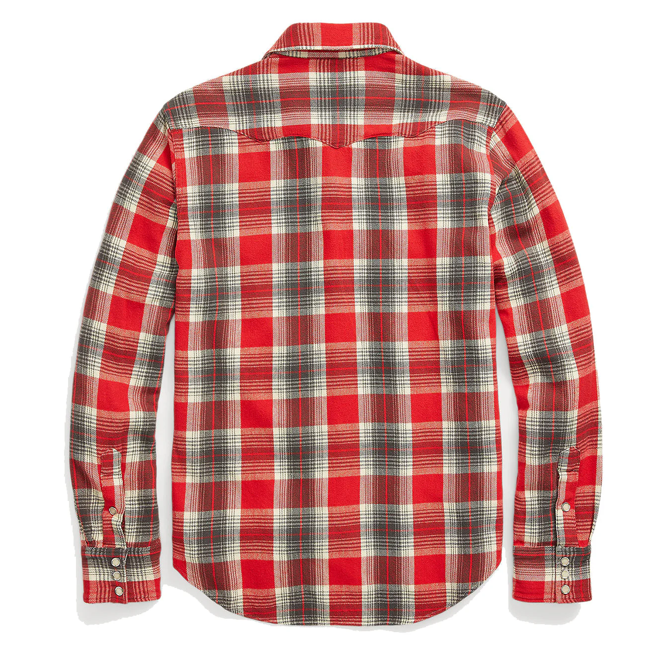 RRL by Ralph Lauren Slim Fit Plaid Twill Western Shirt Red / Grey - Image 2