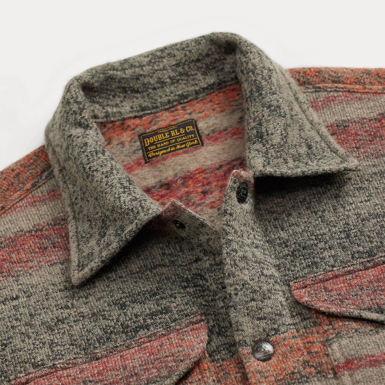 RRL By Ralph Lauren Striped Double Knit Wool Blend Jacket Red / Multi - Image 3