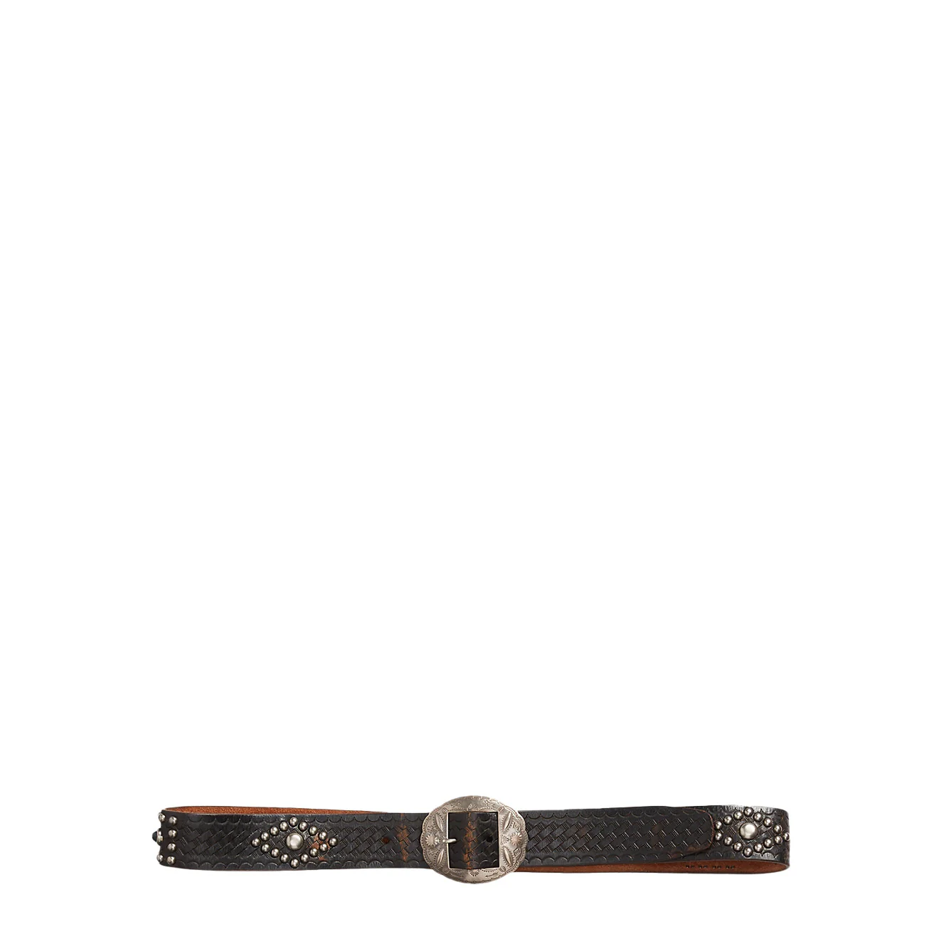 RRL by Ralph Lauren Studded Leather Belt Black Over Brown - Image 2