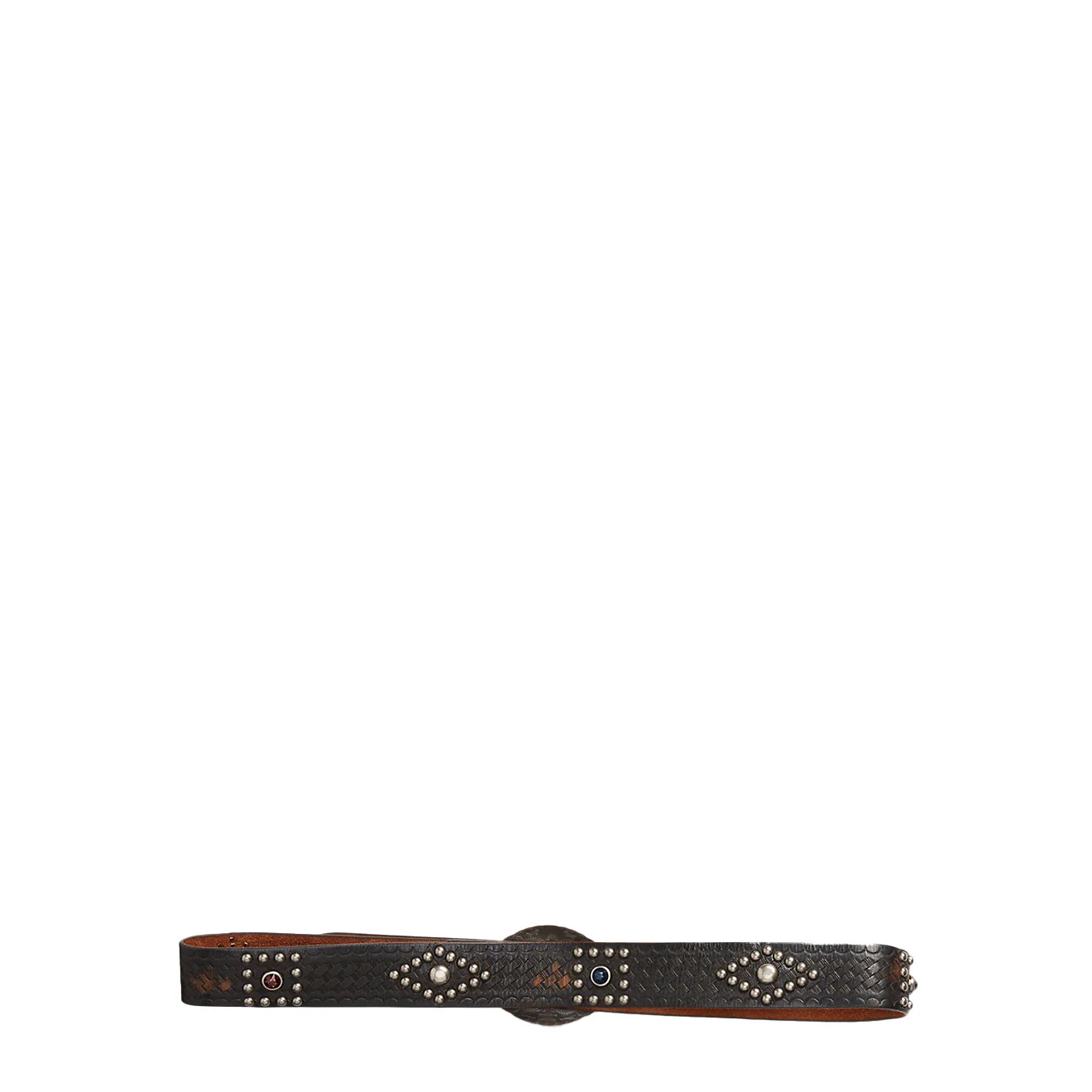 RRL by Ralph Lauren Studded Leather Belt Black Over Brown - Image 3