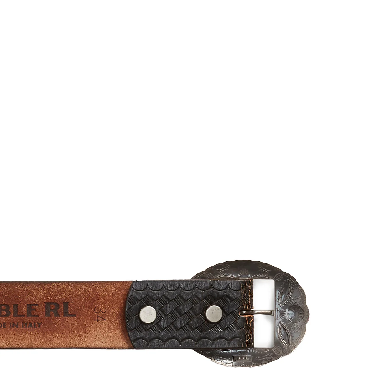 RRL by Ralph Lauren Studded Leather Belt Black Over Brown - Image 4