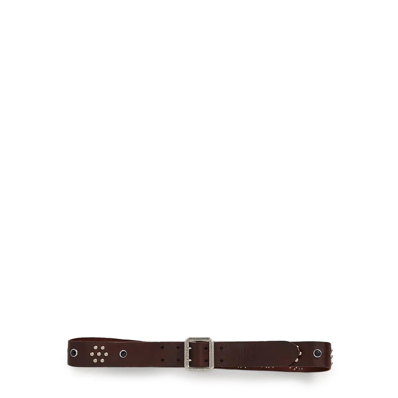 RRL by Ralph Lauren Studded-Logo Leather Belt Dark Brown - Image 2