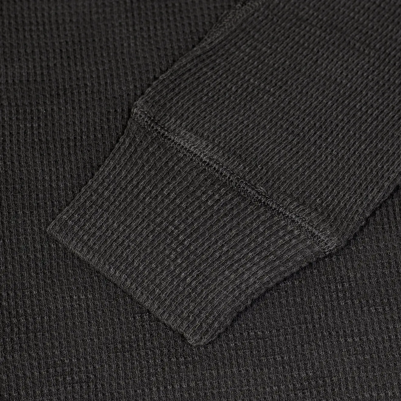 RRL by Ralph Lauren Textured Crew Neck L/S T-Shirt Faded Black Canvas - Image 4