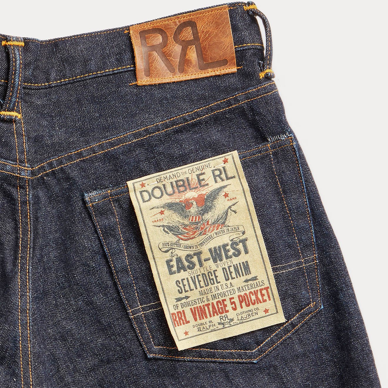 RRL By Ralph Lauren Vintage 5 Pocket East/West Selvedge Jean East / West Rinse - Image 4