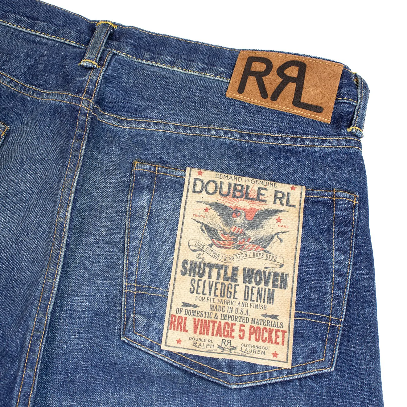 RRL by Ralph Lauren Vintage Selvedge 5 pocket Denim Blue - Image 6