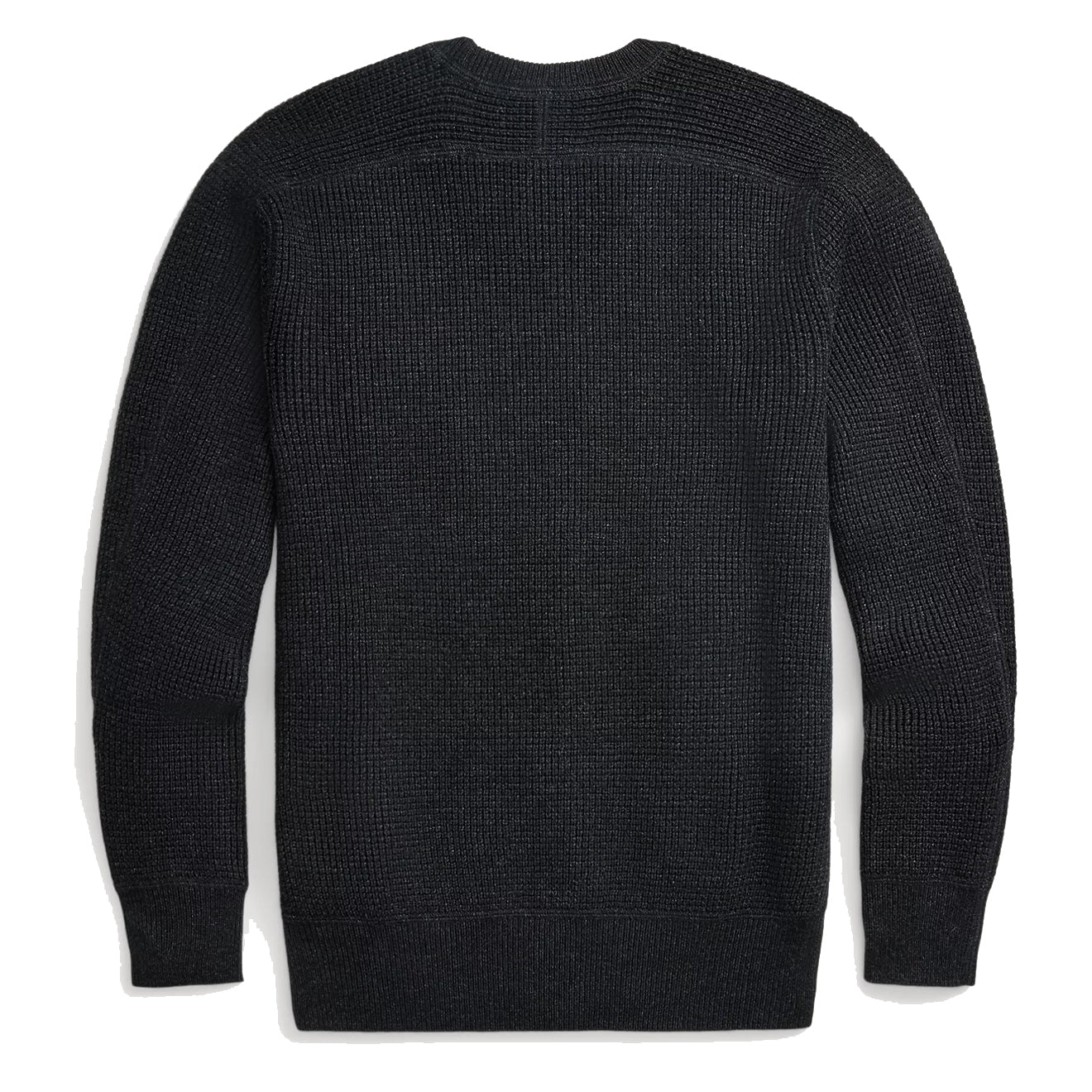 RRL by Ralph Lauren Waffle-Knit Cotton-Wool Jumper Black Heather - Image 2
