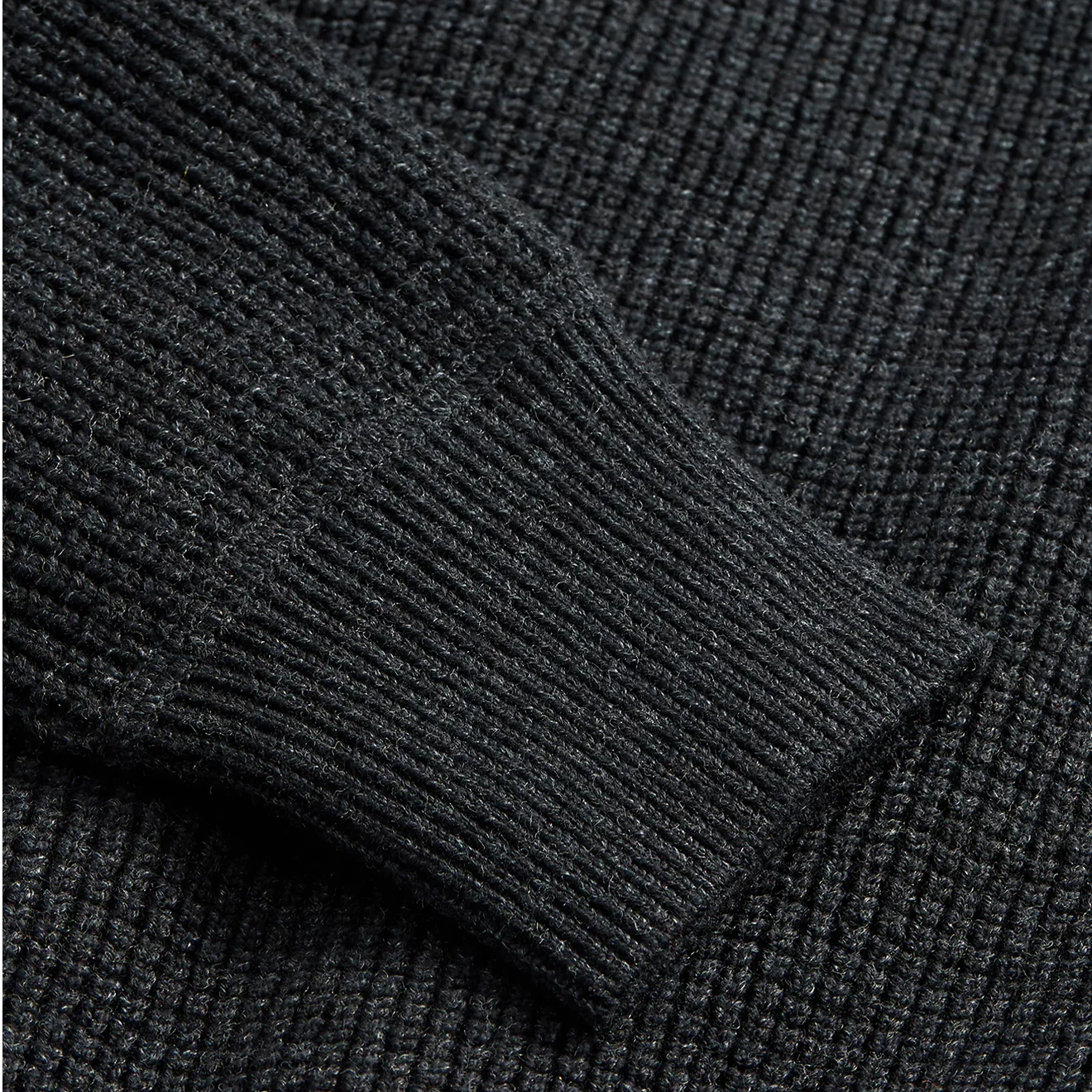 RRL by Ralph Lauren Waffle-Knit Cotton-Wool Jumper Black Heather - Image 5