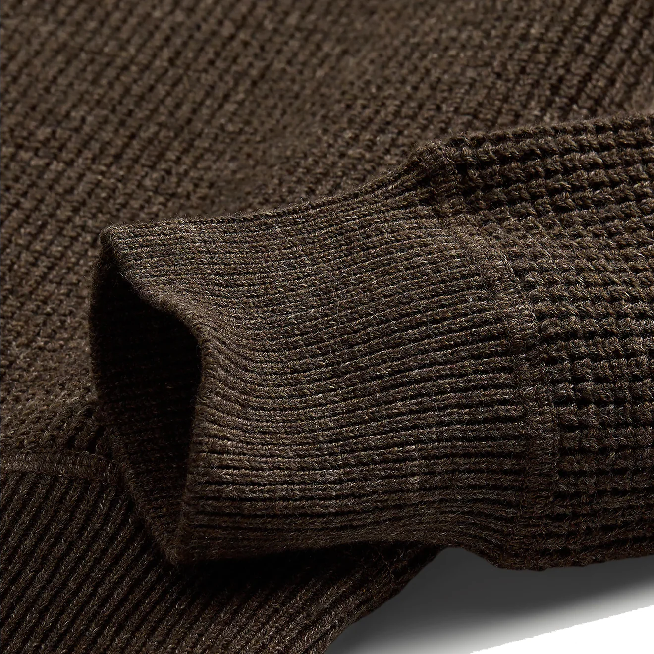 RRL by Ralph Lauren Waffle-Knit Cotton-Wool Jumper Dark Olive Heather - Image 4