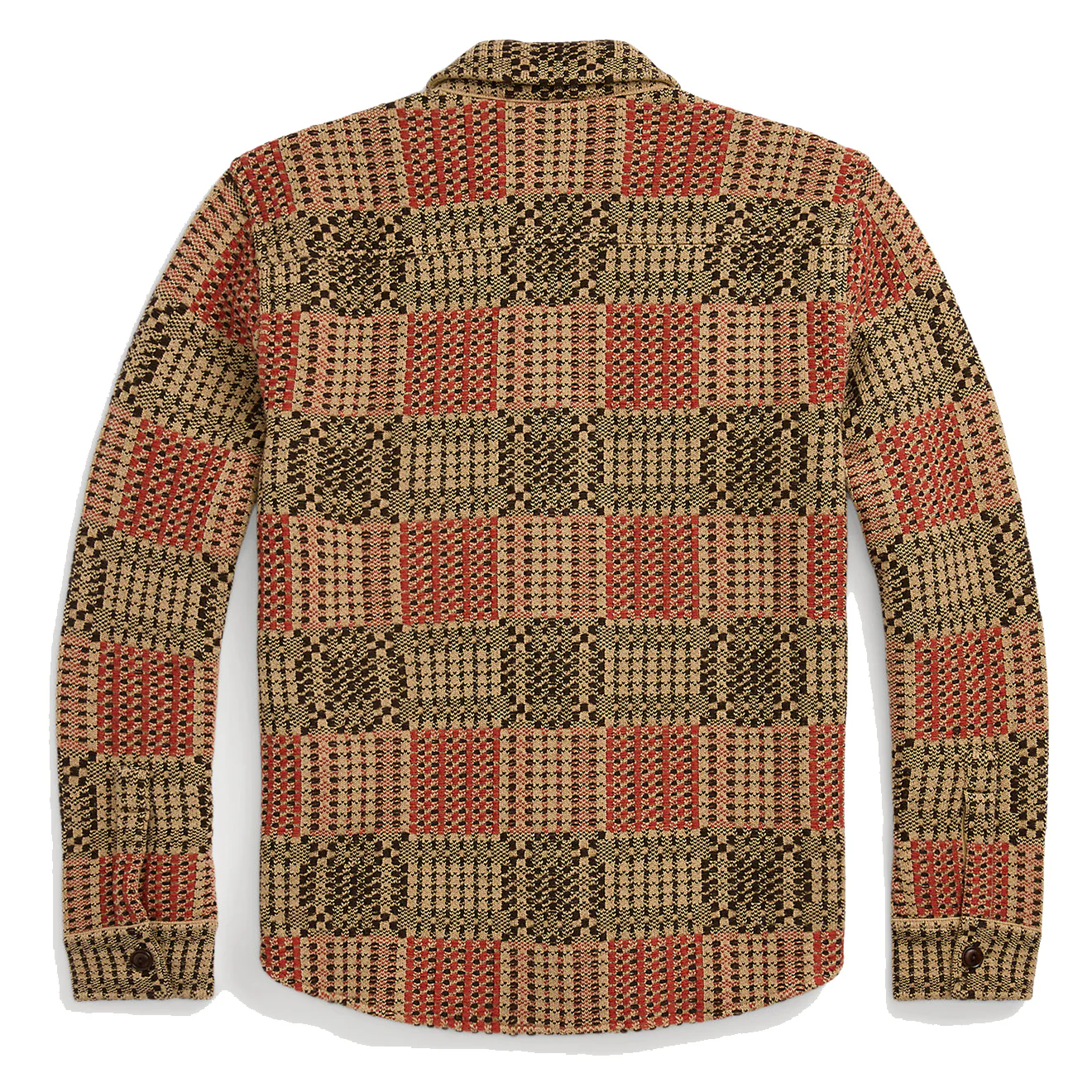 RRL by Ralph Lauren Wool Jacquard Overshirt Jumper Red/Black/Tan - Image 2