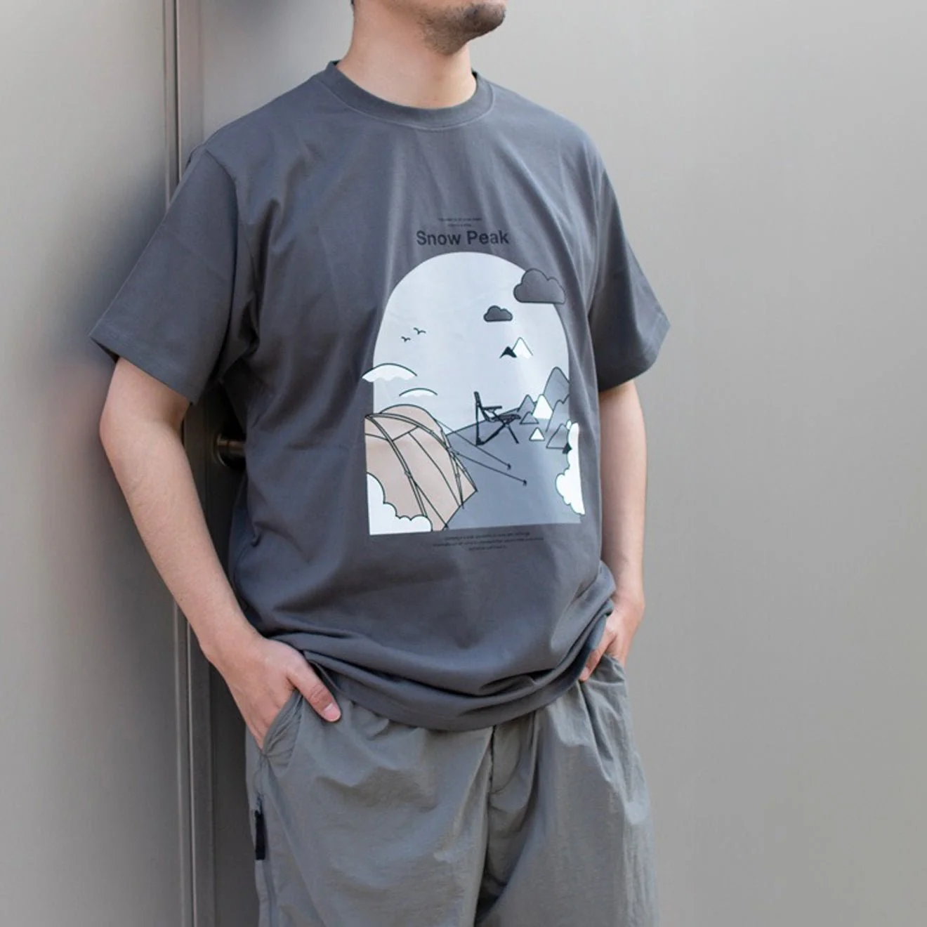 Snow Peak Camping Graphic T-Shirt Grey - Image 2