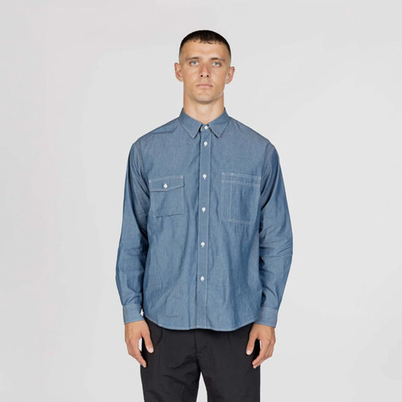 Snow Peak Chambray Work Shirt Blue - Image 3