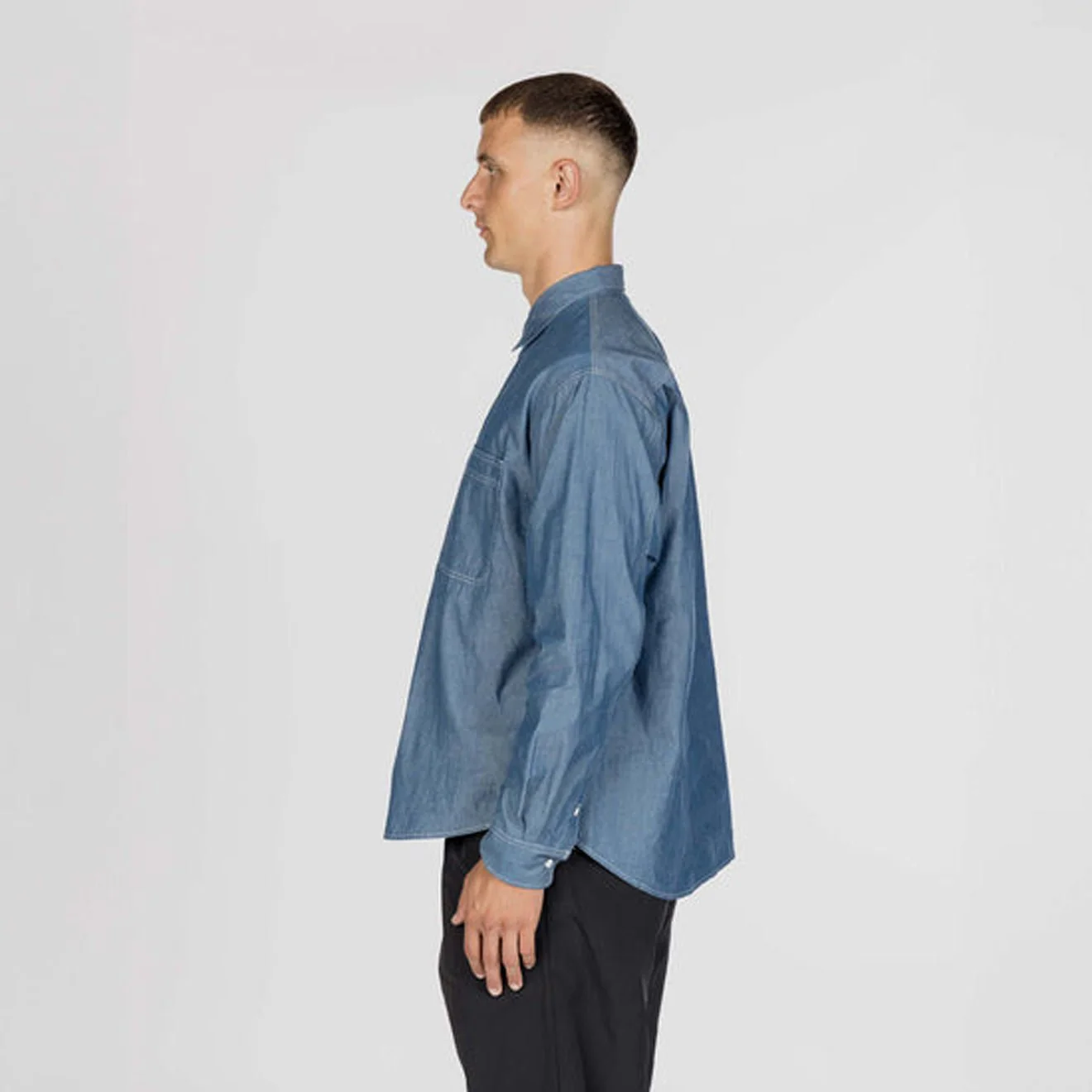 Snow Peak Chambray Work Shirt Blue - Image 4