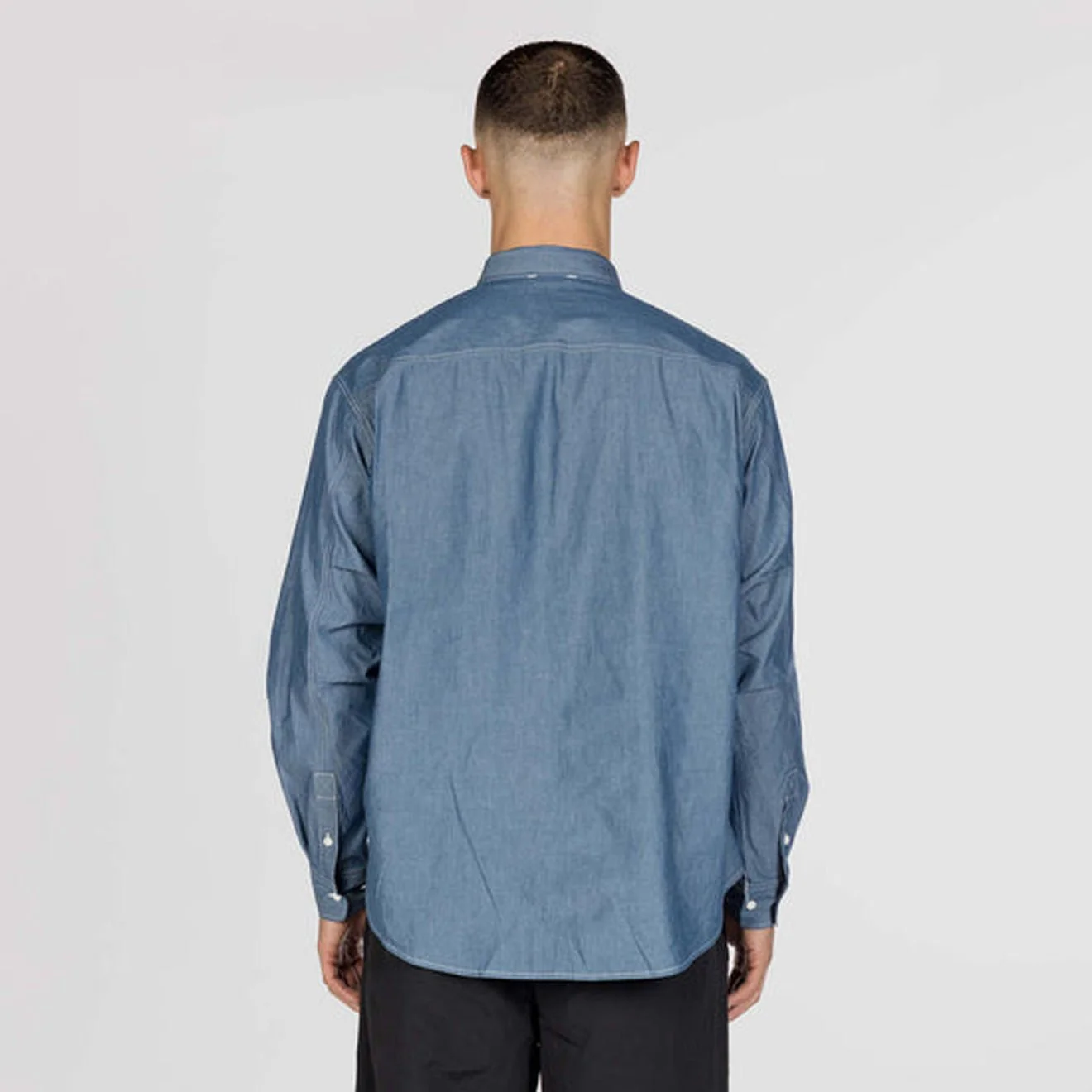 Snow Peak Chambray Work Shirt Blue - Image 5