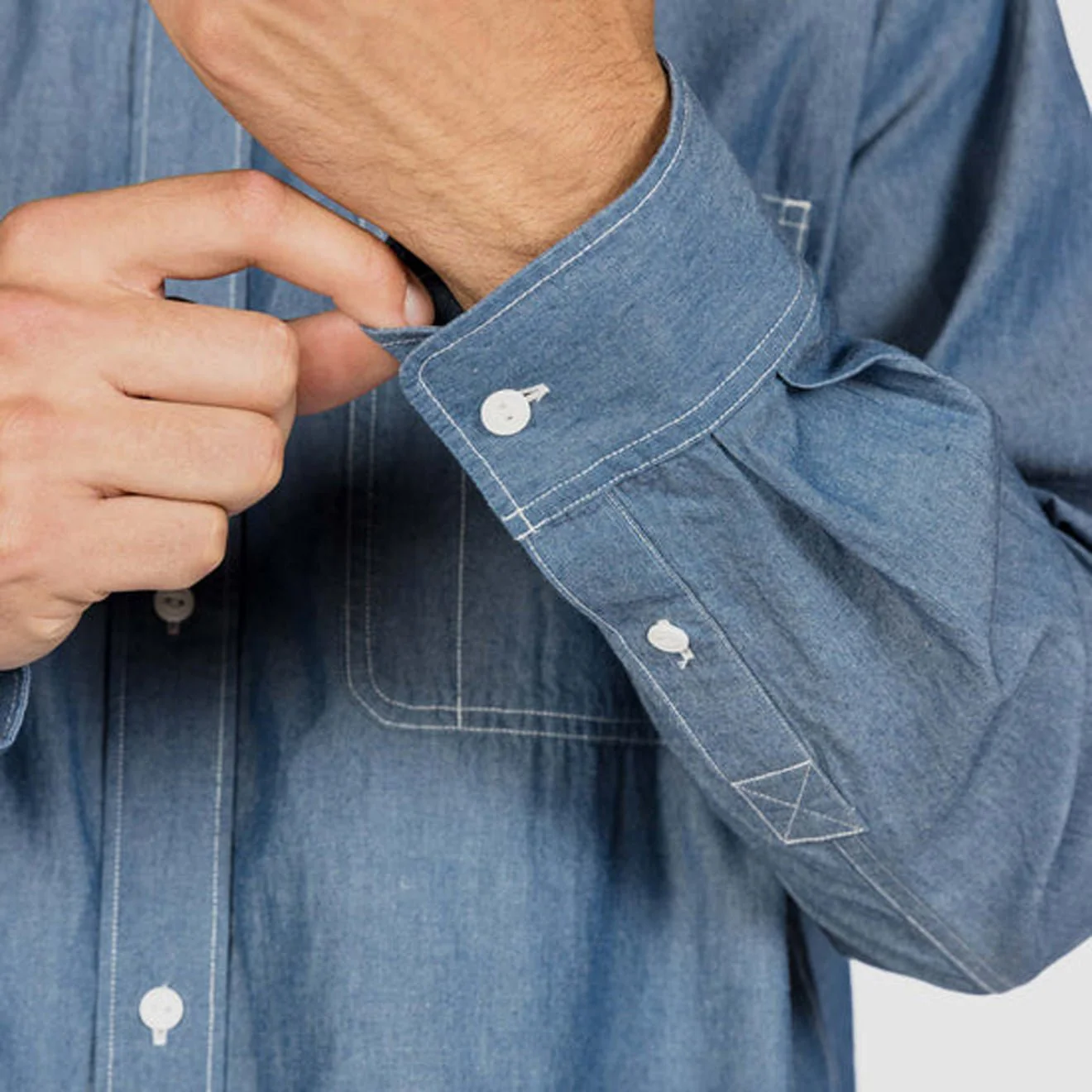 Snow Peak Chambray Work Shirt Blue - Image 7