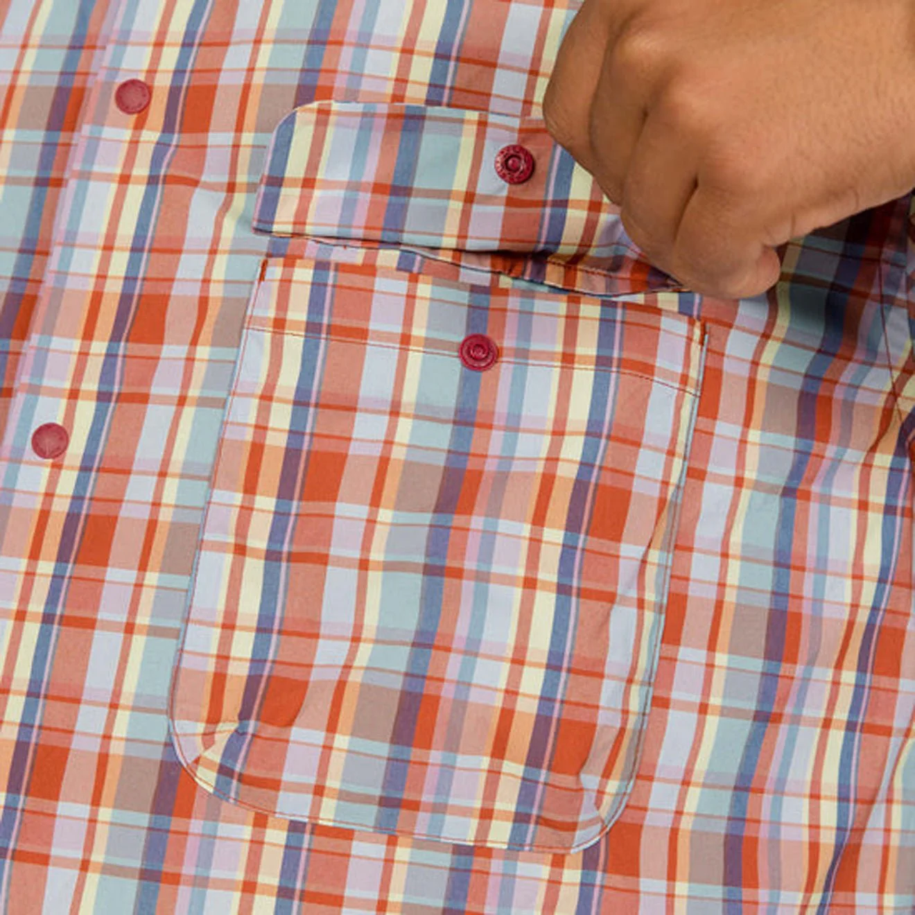 Snow Peak Fade Check Breezy Shirt Red - Image 8