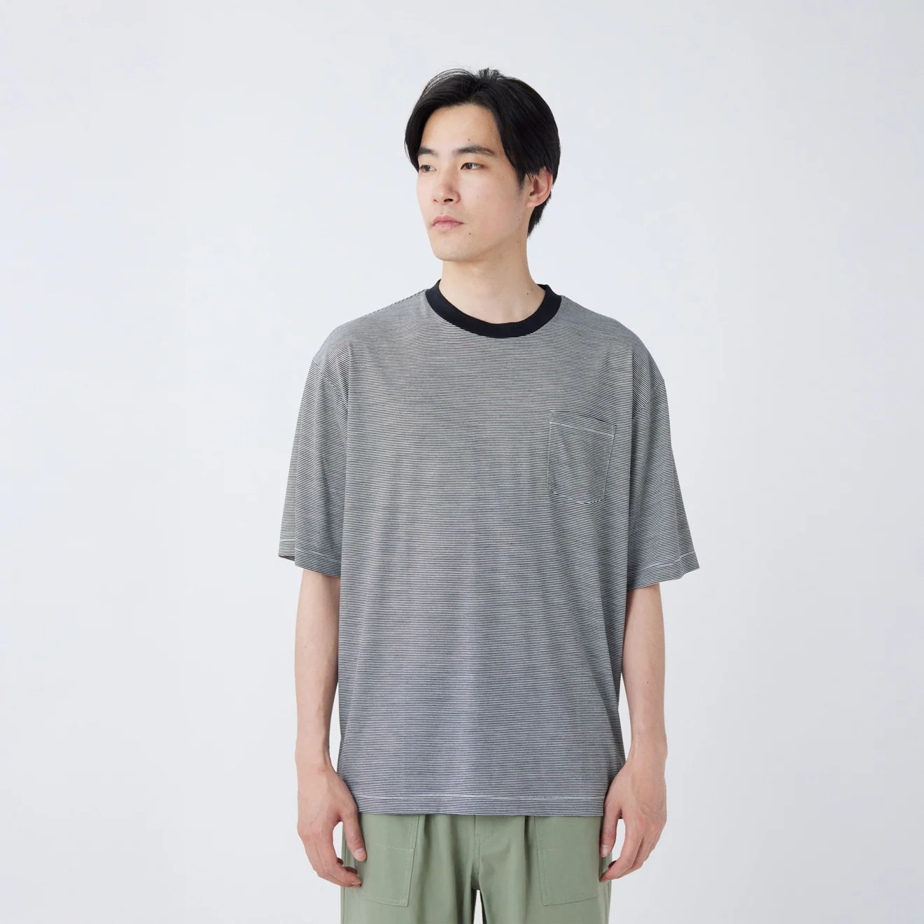 Snow Peak Summer Wool Stripe T-Shirt Black - Image 3