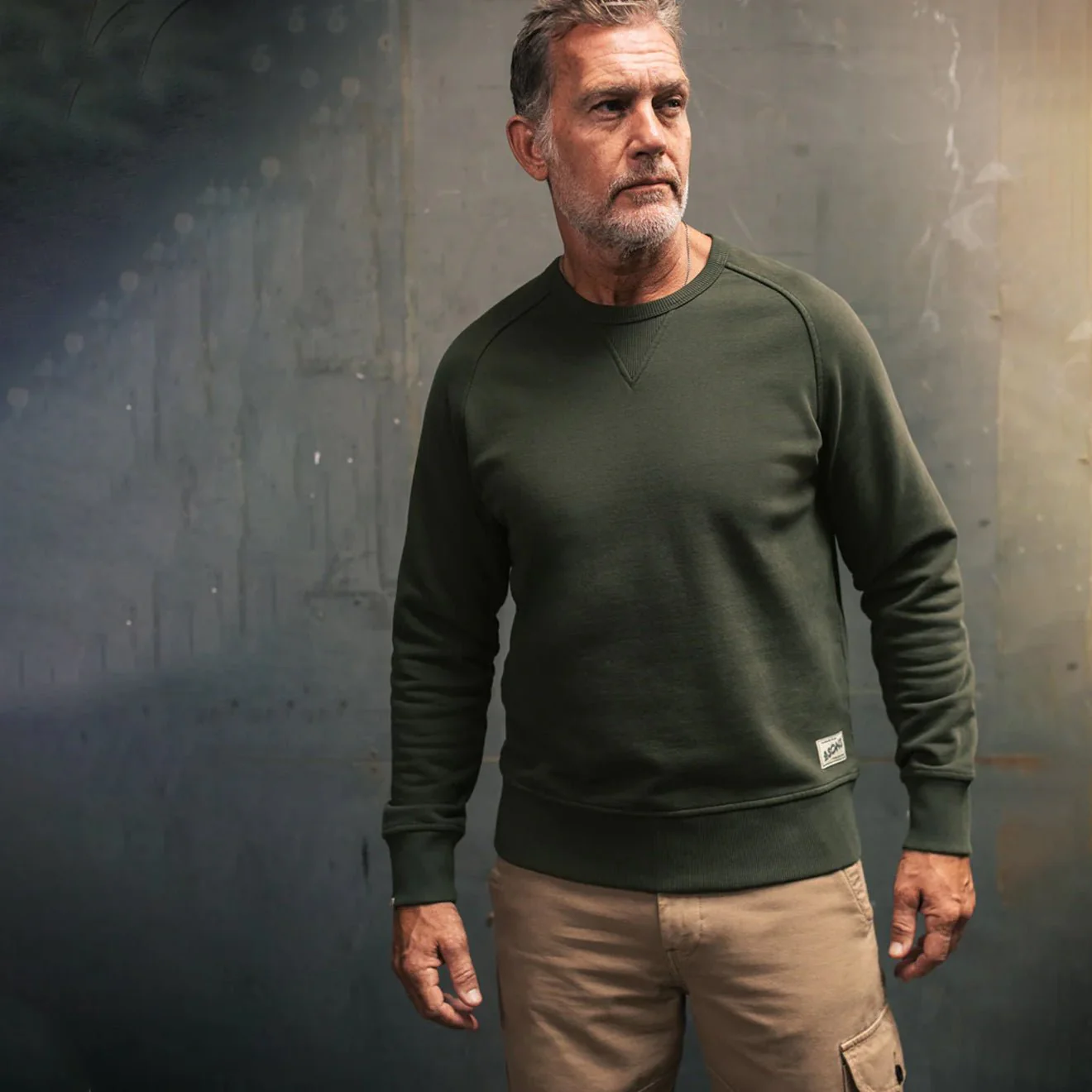 &Sons Finch Saddle Sleeve Sweat Forest Green - Image 4